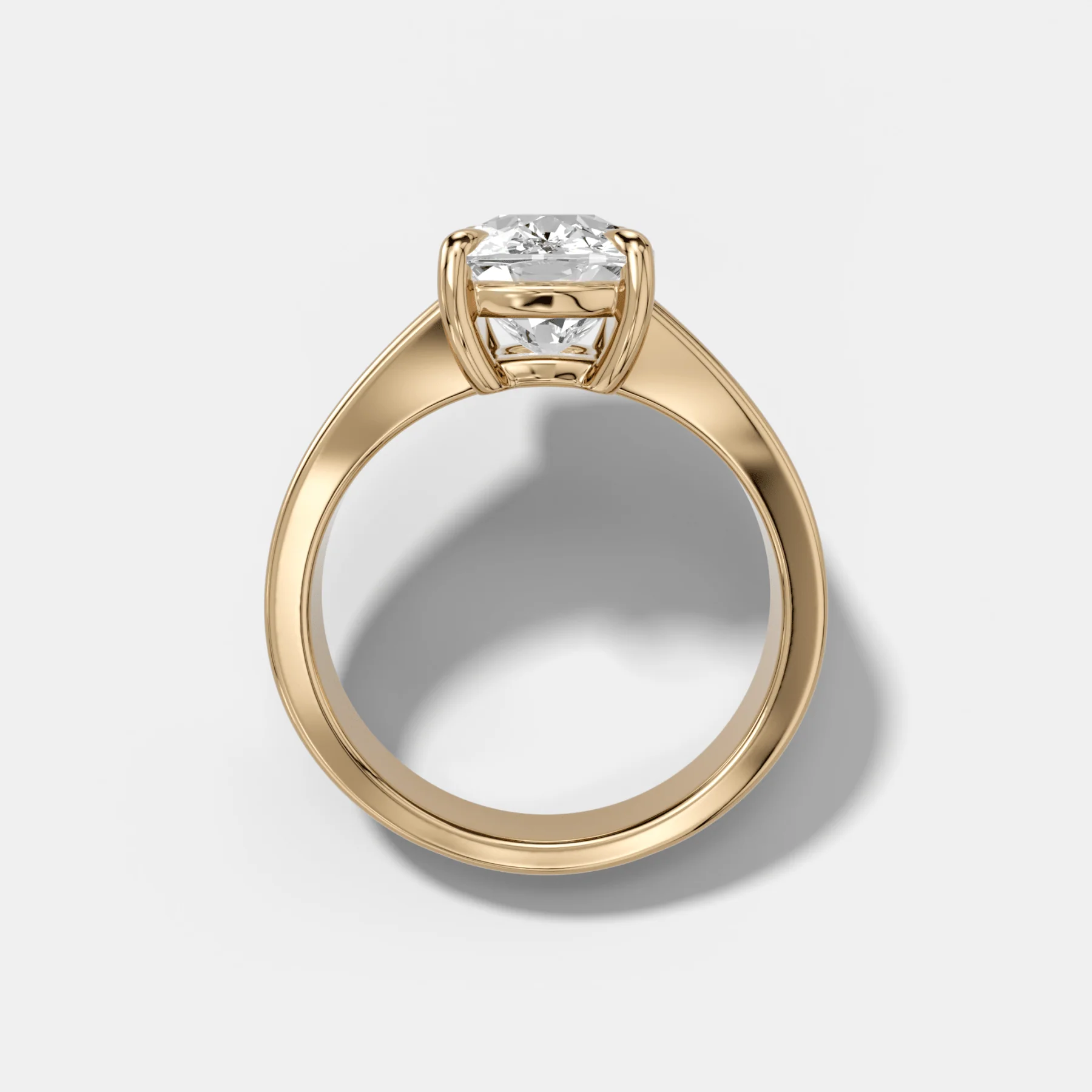 Finest Tapered Engagement Ring With Elongated Cushion Cut Diamond - Image 2