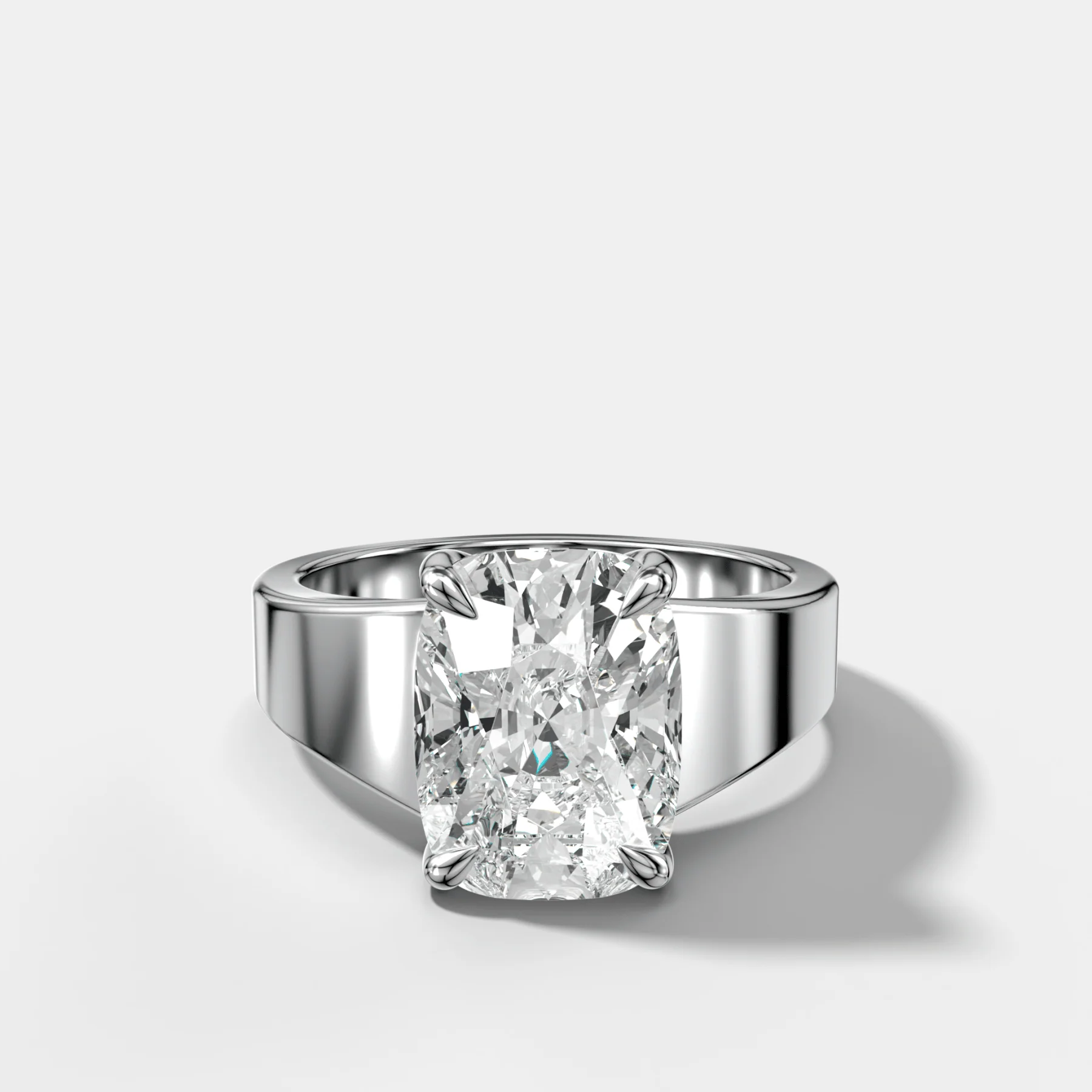 Finest Tapered Engagement Ring With Elongated Cushion Cut Diamond - Image 3