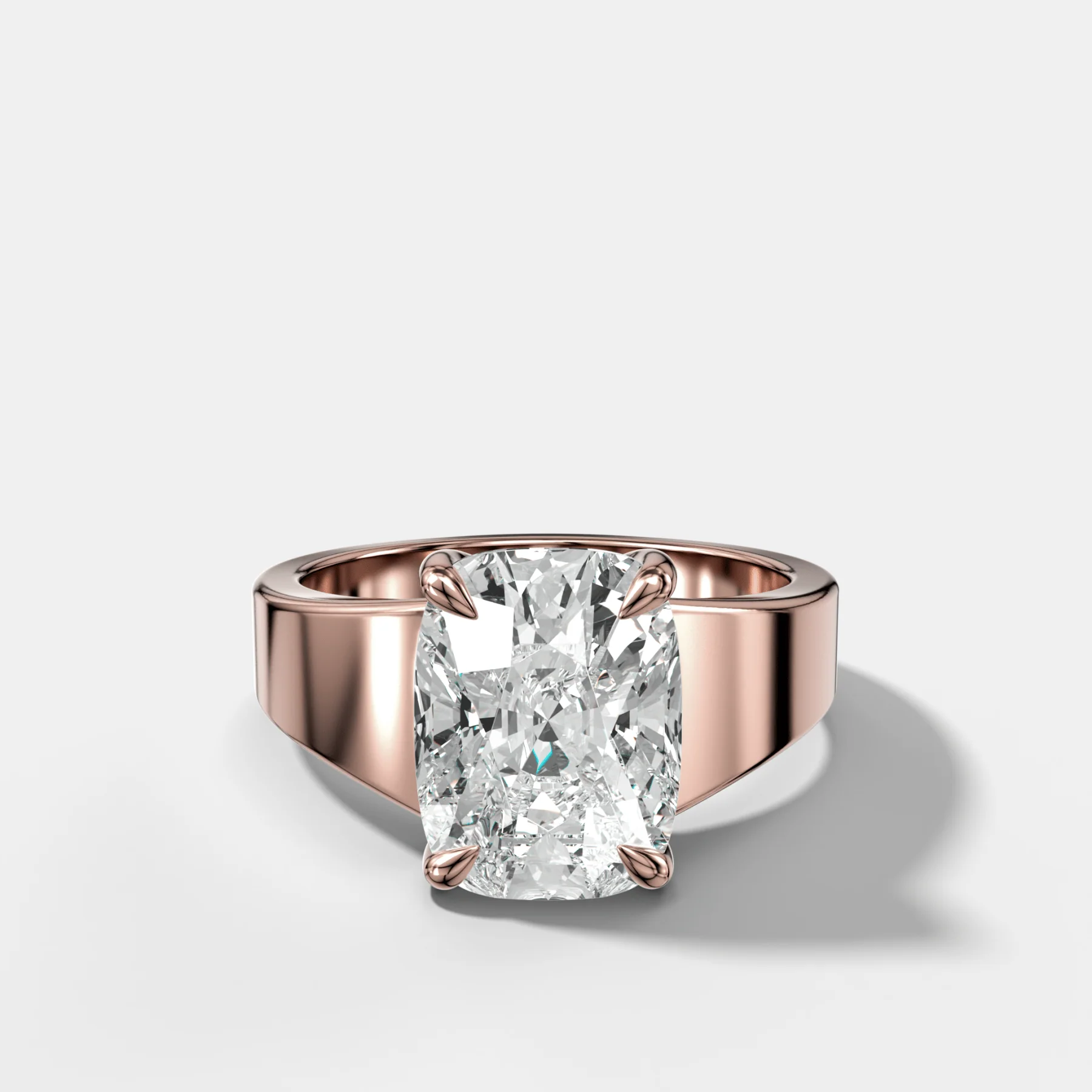 Finest Tapered Engagement Ring With Elongated Cushion Cut Diamond - Image 4
