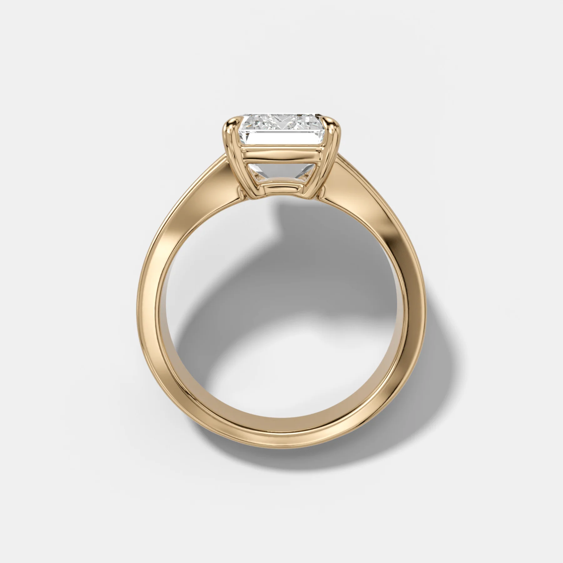 Finest Tapered Engagement Ring With Emerald Cut Diamond - Image 2