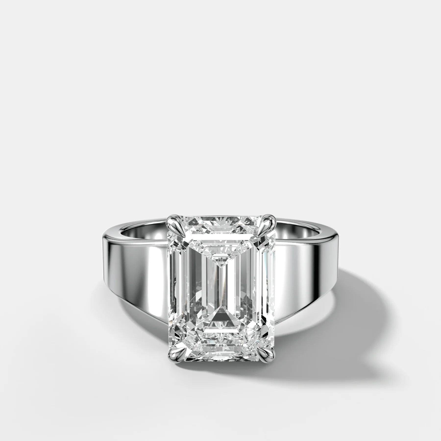 Finest Tapered Engagement Ring With Emerald Cut Diamond - Image 3