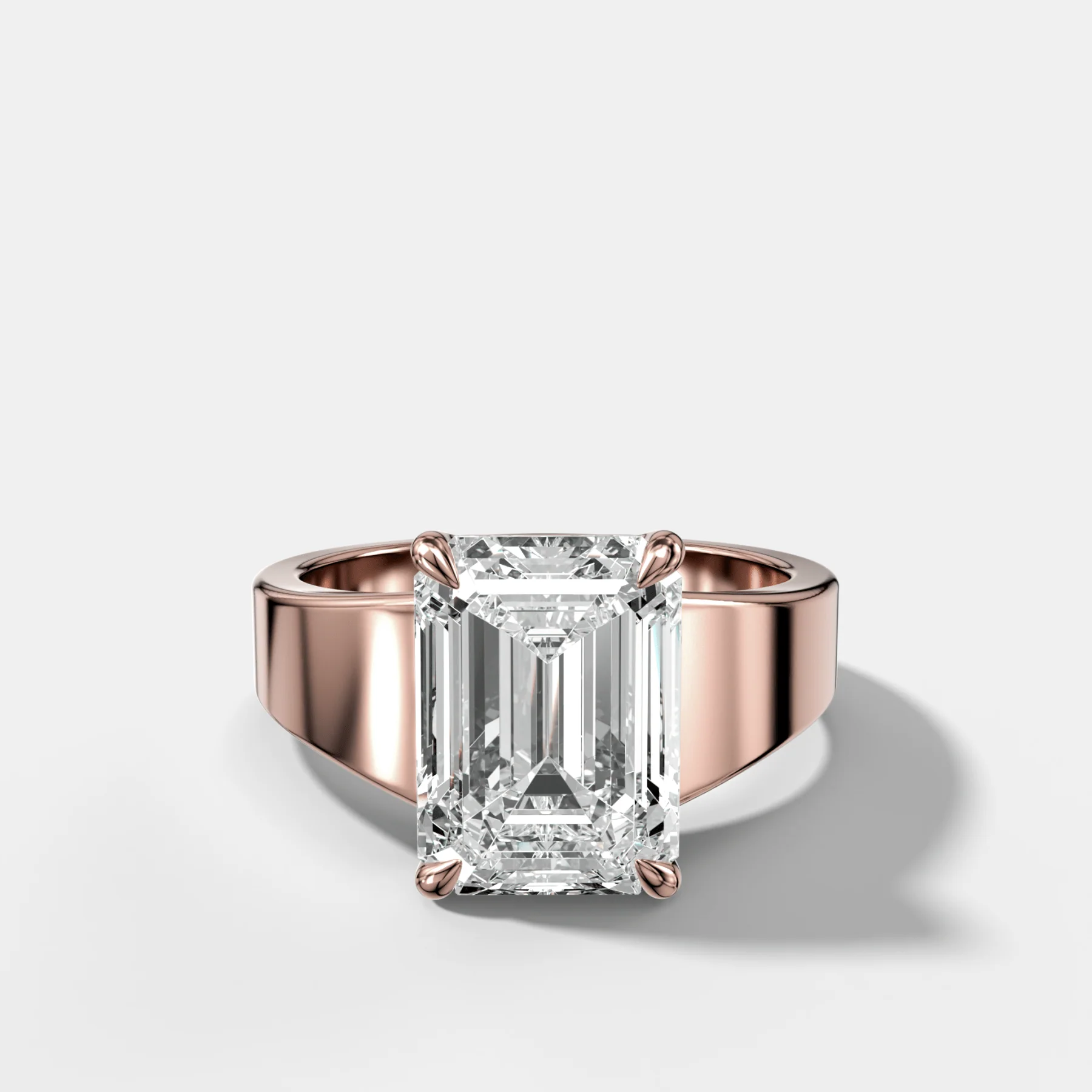 Finest Tapered Engagement Ring With Emerald Cut Diamond - Image 4