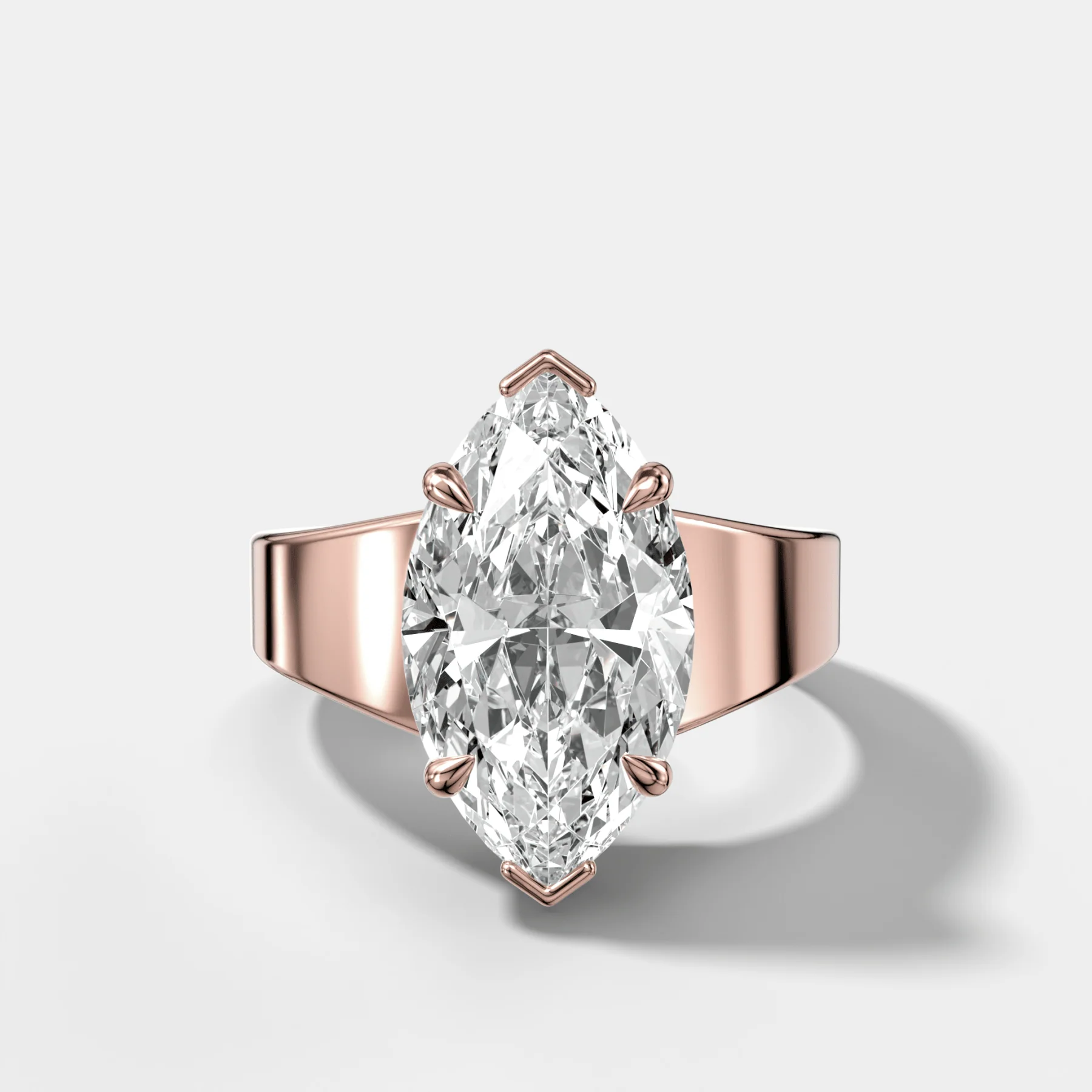 Finest Tapered Engagement Ring With Marquise Cut Diamond - Image 4