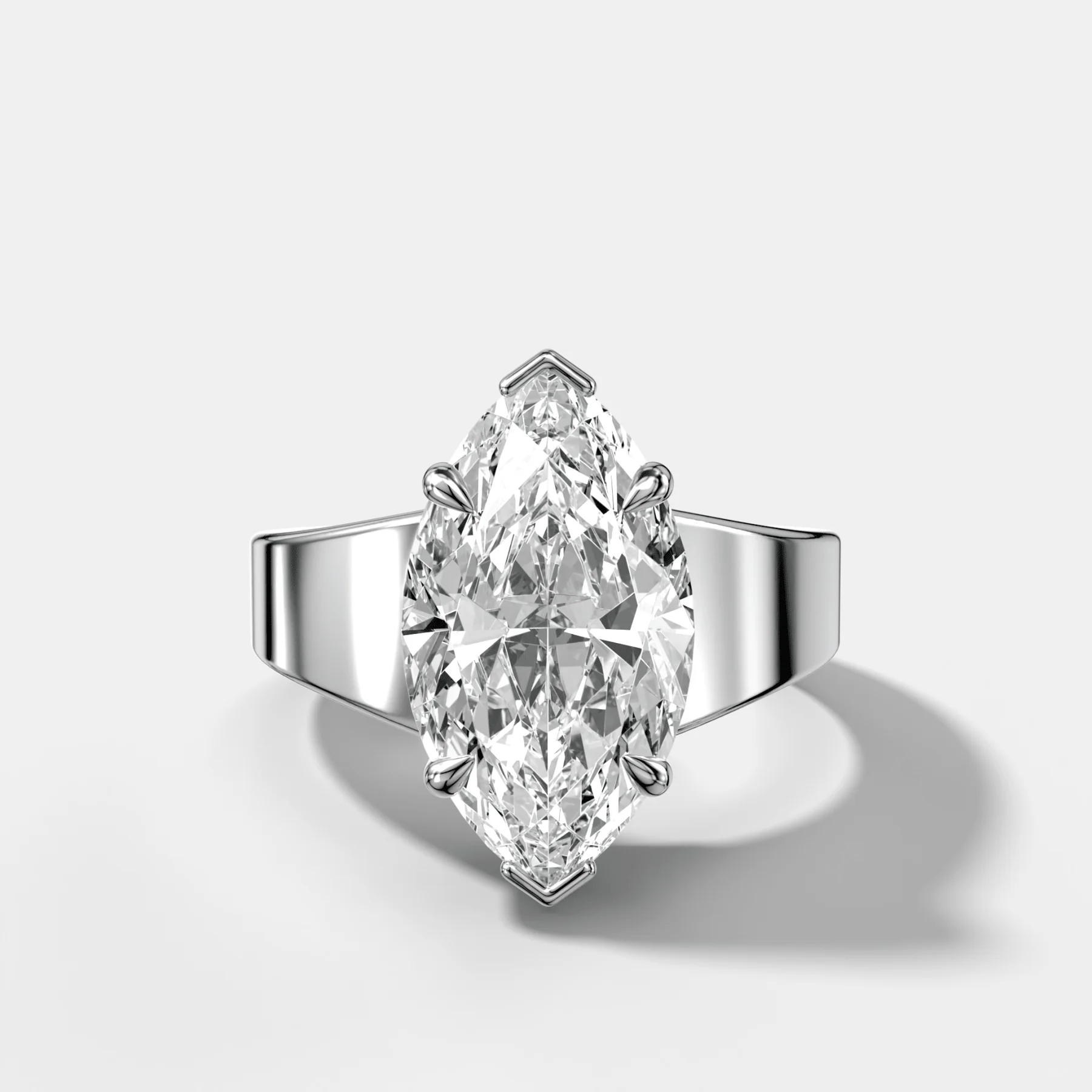 Finest Tapered Engagement Ring With Marquise Cut Diamond - Image 5