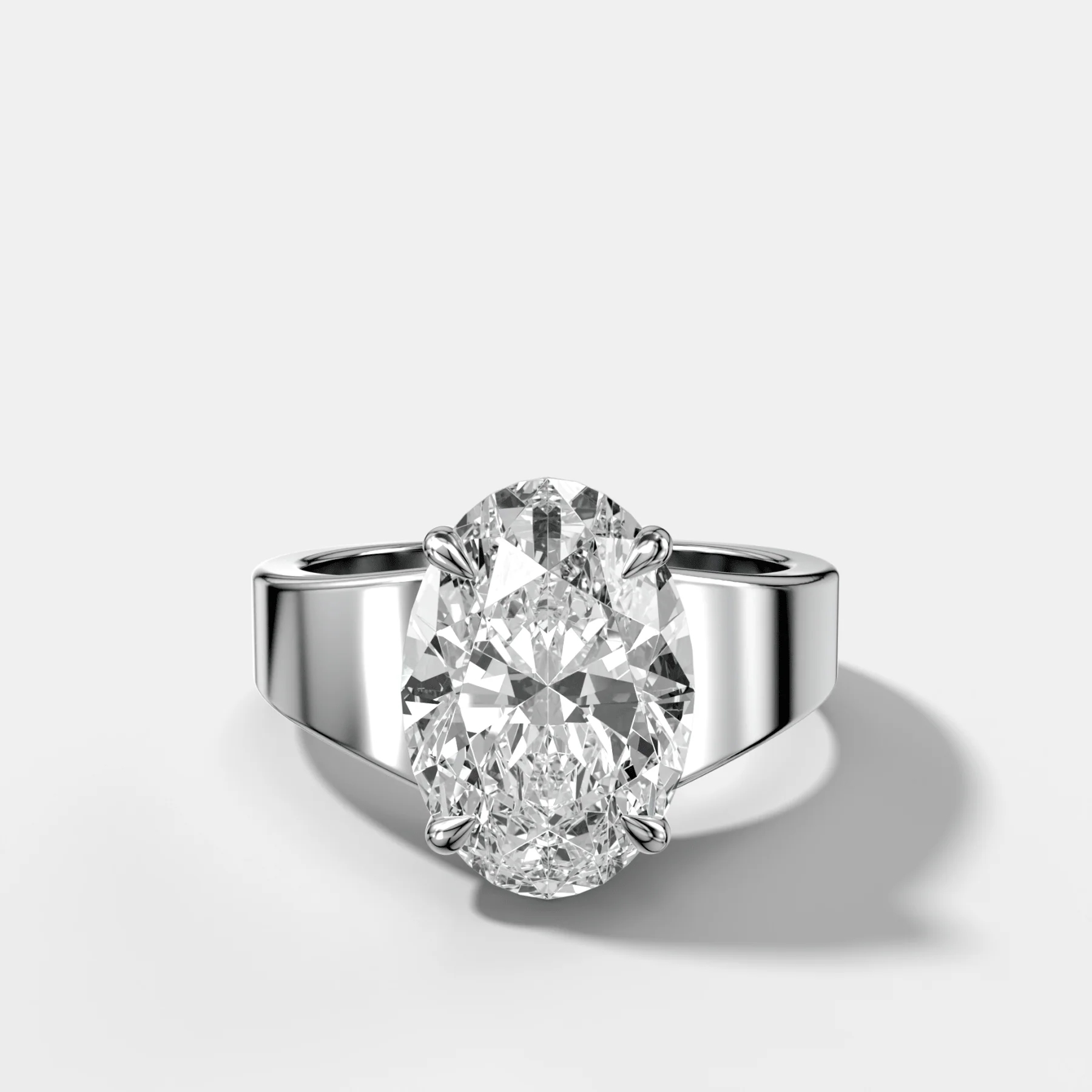 Finest Tapered Engagement Ring With Oval Cut Diamond - Image 3