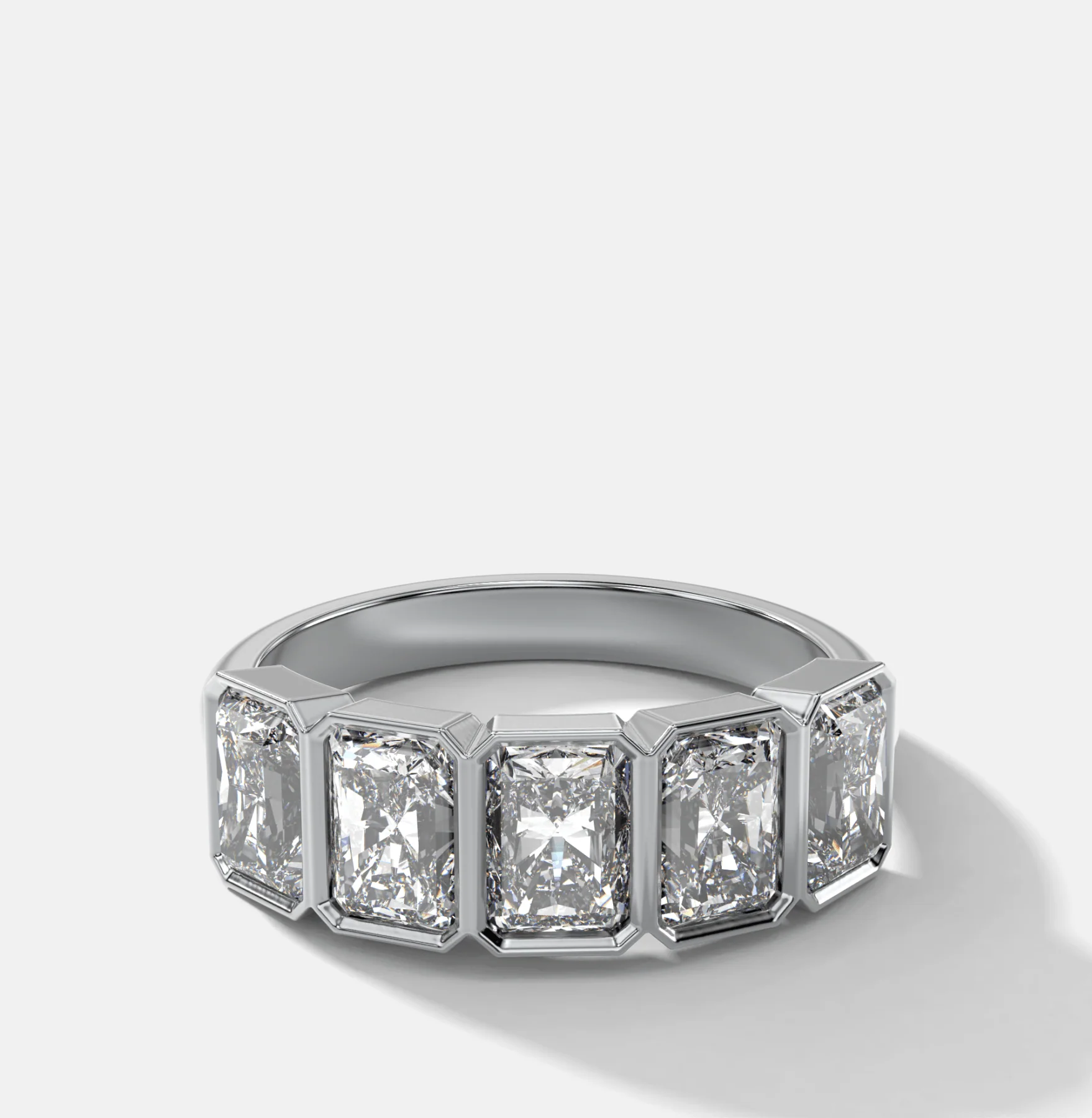 Five Stone Bezel Set Diamond Band With Radiant Cuts (2.50ctw) - Image 2