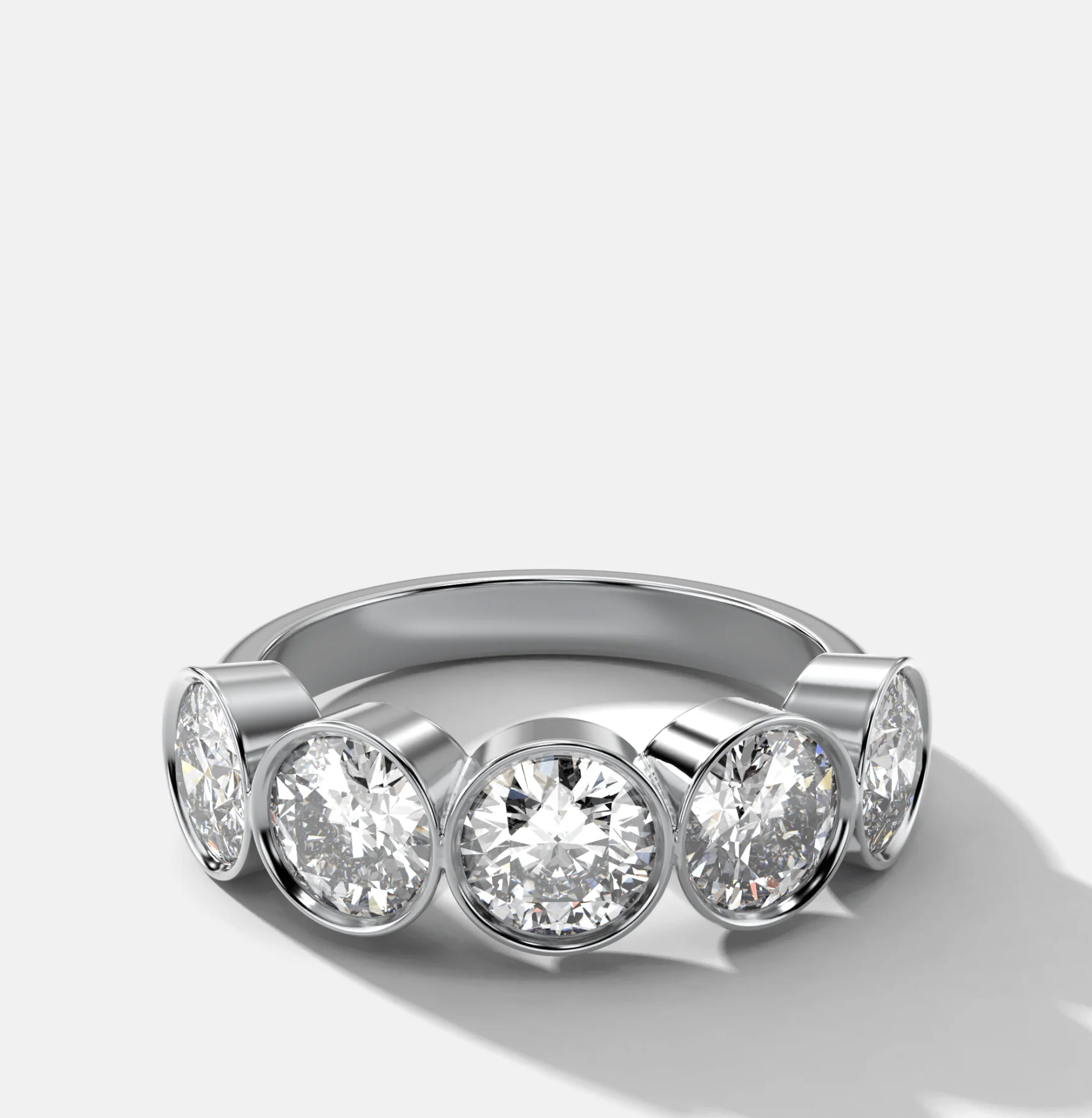Five Stone Bezel Set Diamond Band With Round Cuts (2.50ctw) - Image 2