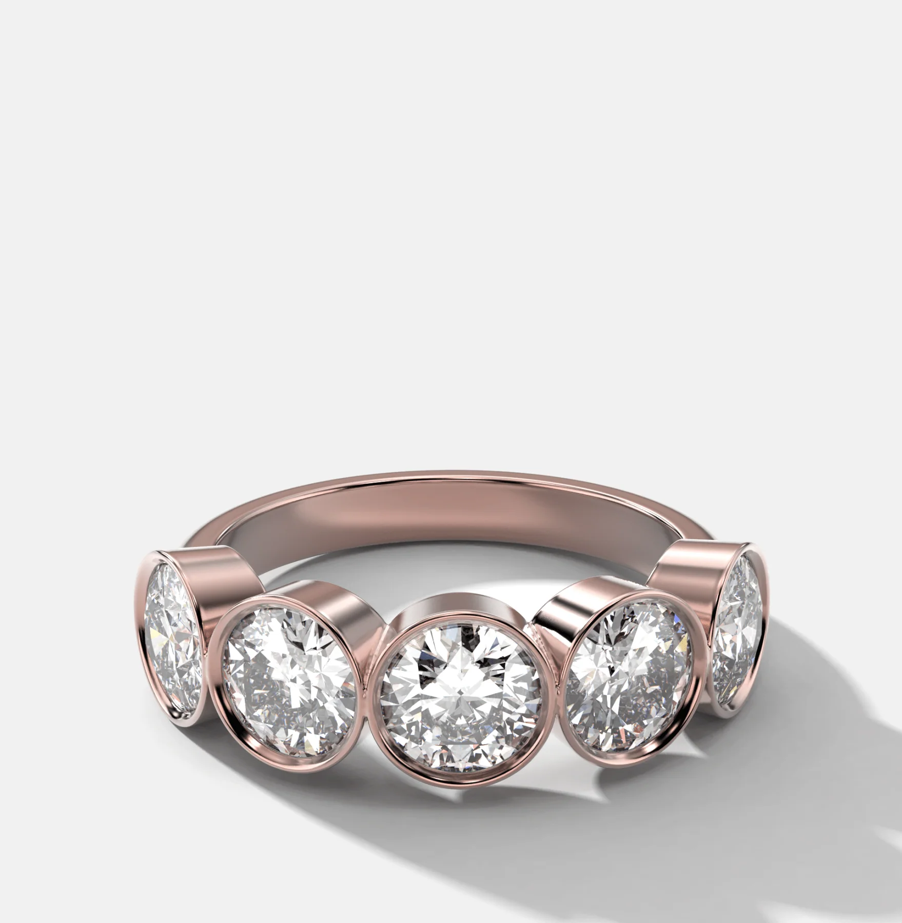 Five Stone Bezel Set Diamond Band With Round Cuts (2.50ctw) - Image 3