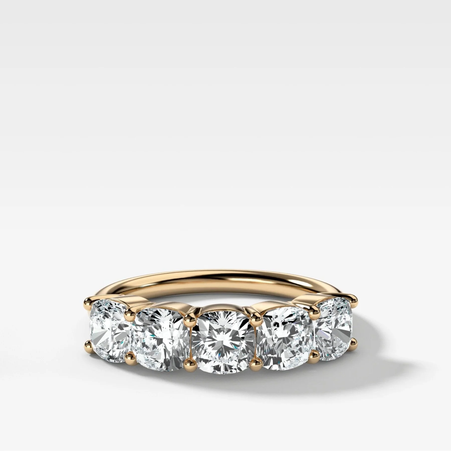 Five Stone Cushion Cut Diamond Wedding Band