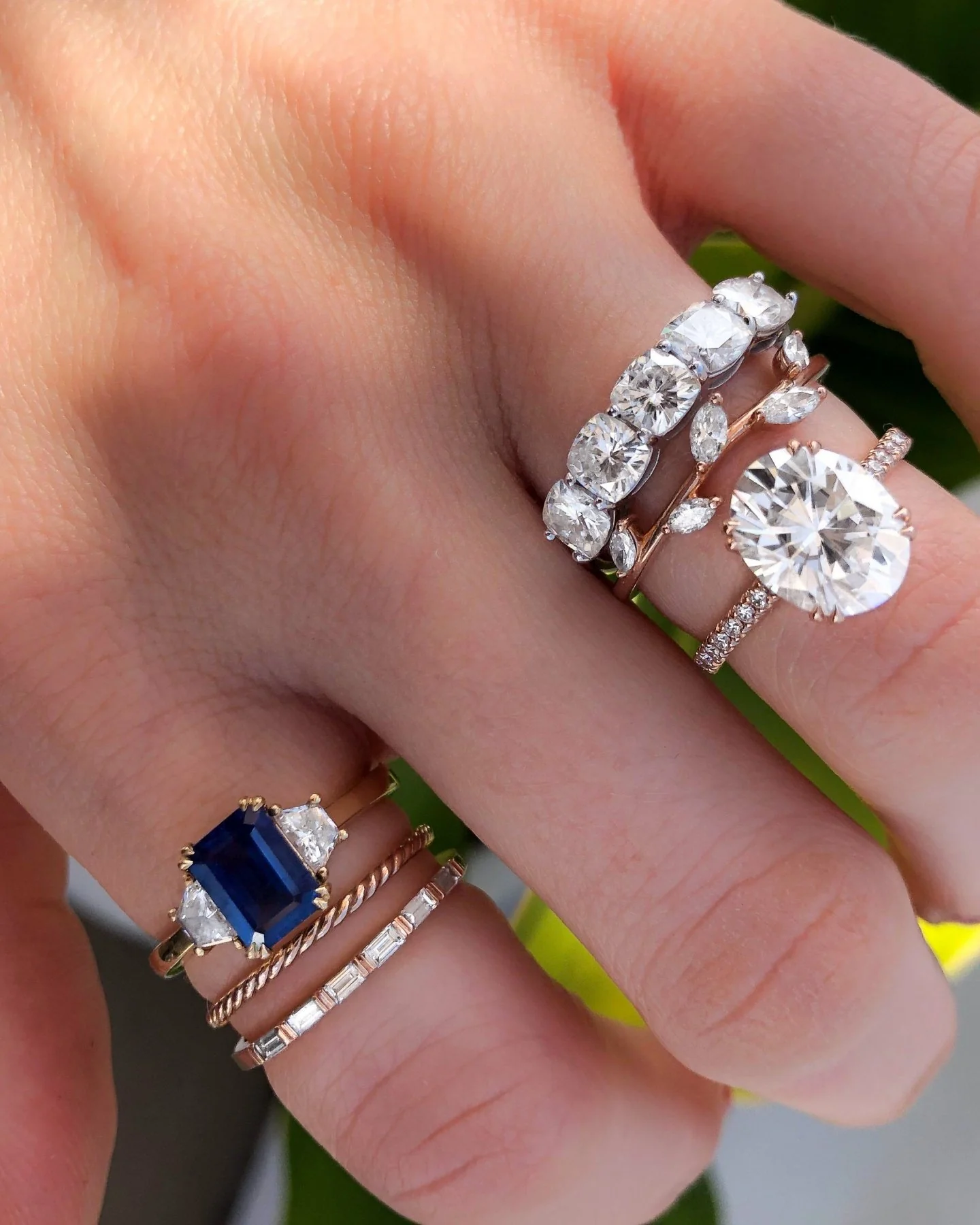 Five Stone Cushion Cut Diamond Wedding Band - Image 5