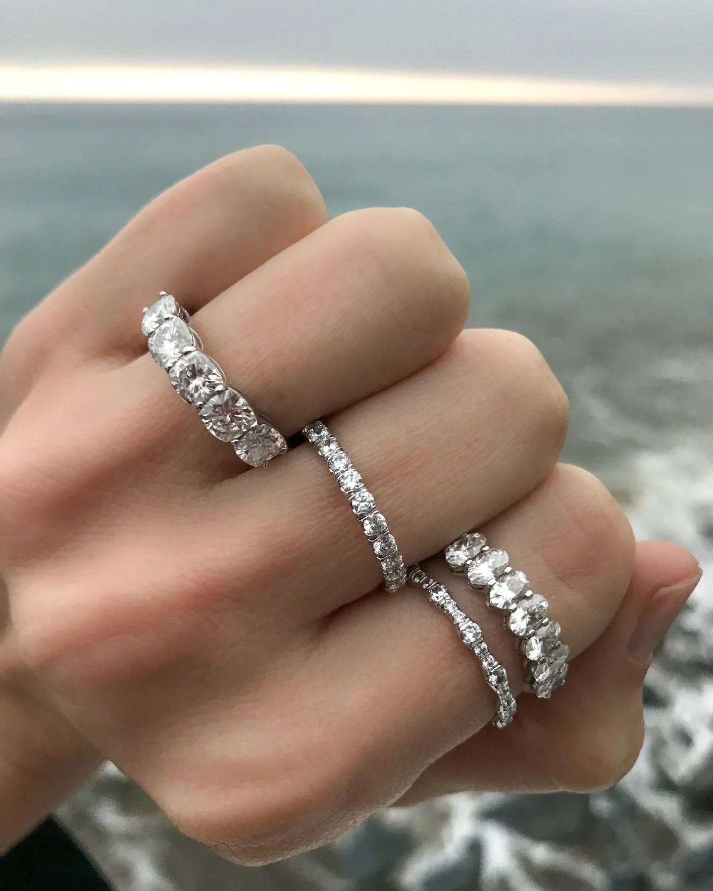Five Stone Cushion Cut Diamond Wedding Band - Image 6
