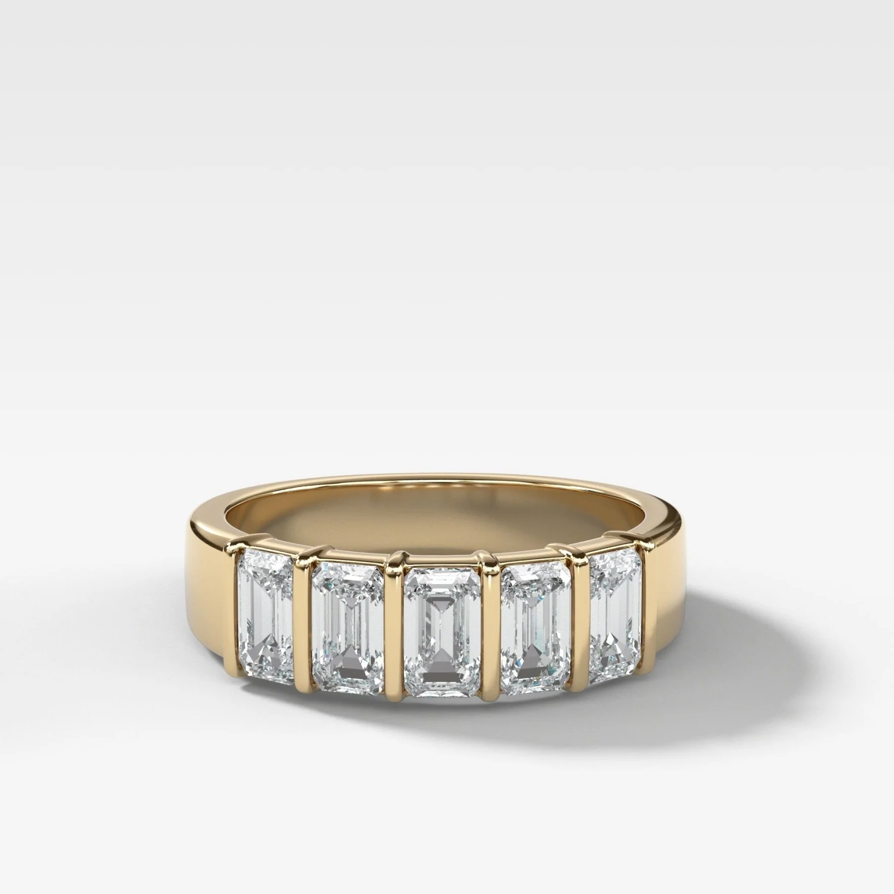 Five Stone Emerald Cut Diamond Wedding Band