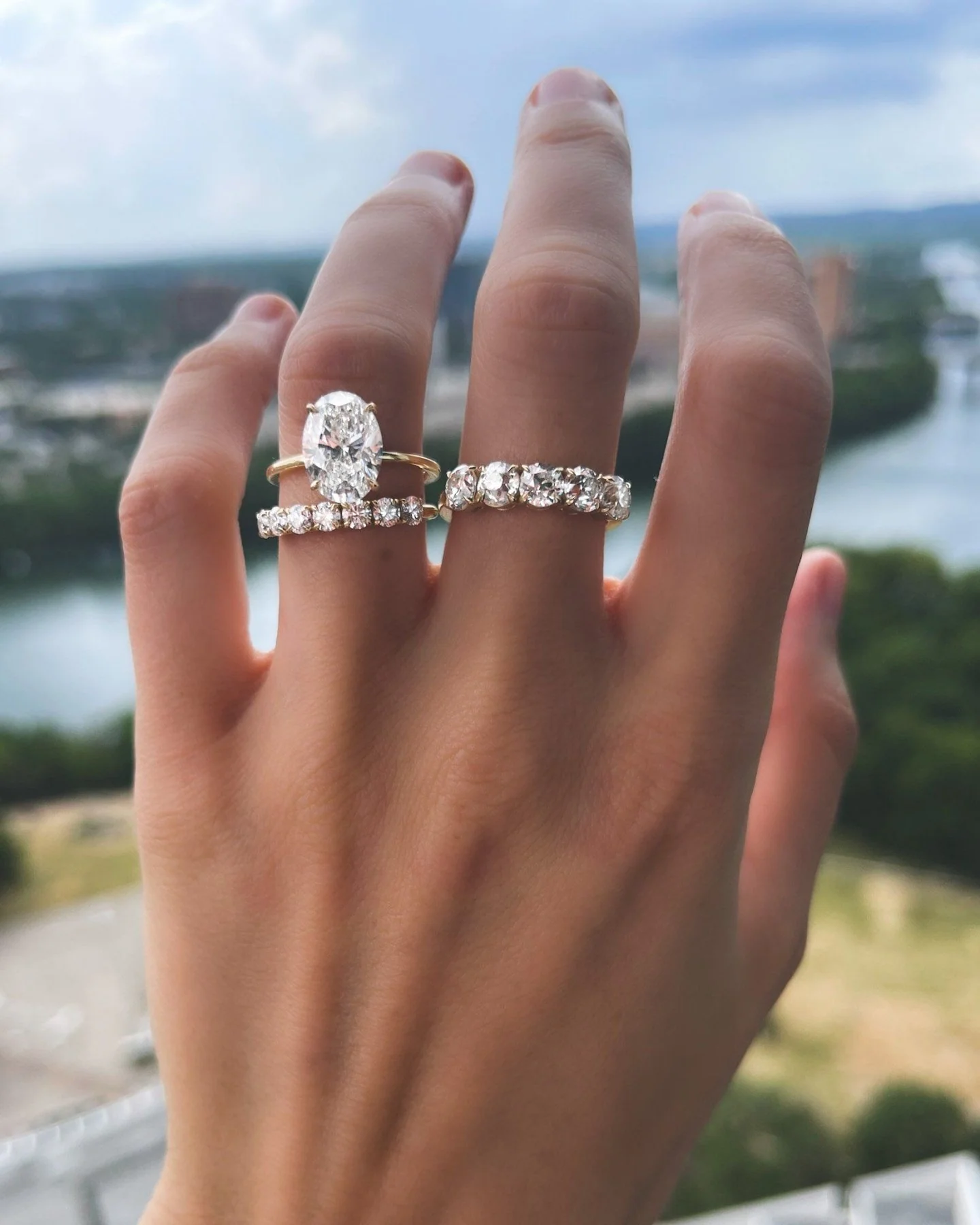 Five Stone Claw Set Diamond Wedding Band with Old Euro Cuts - Image 2