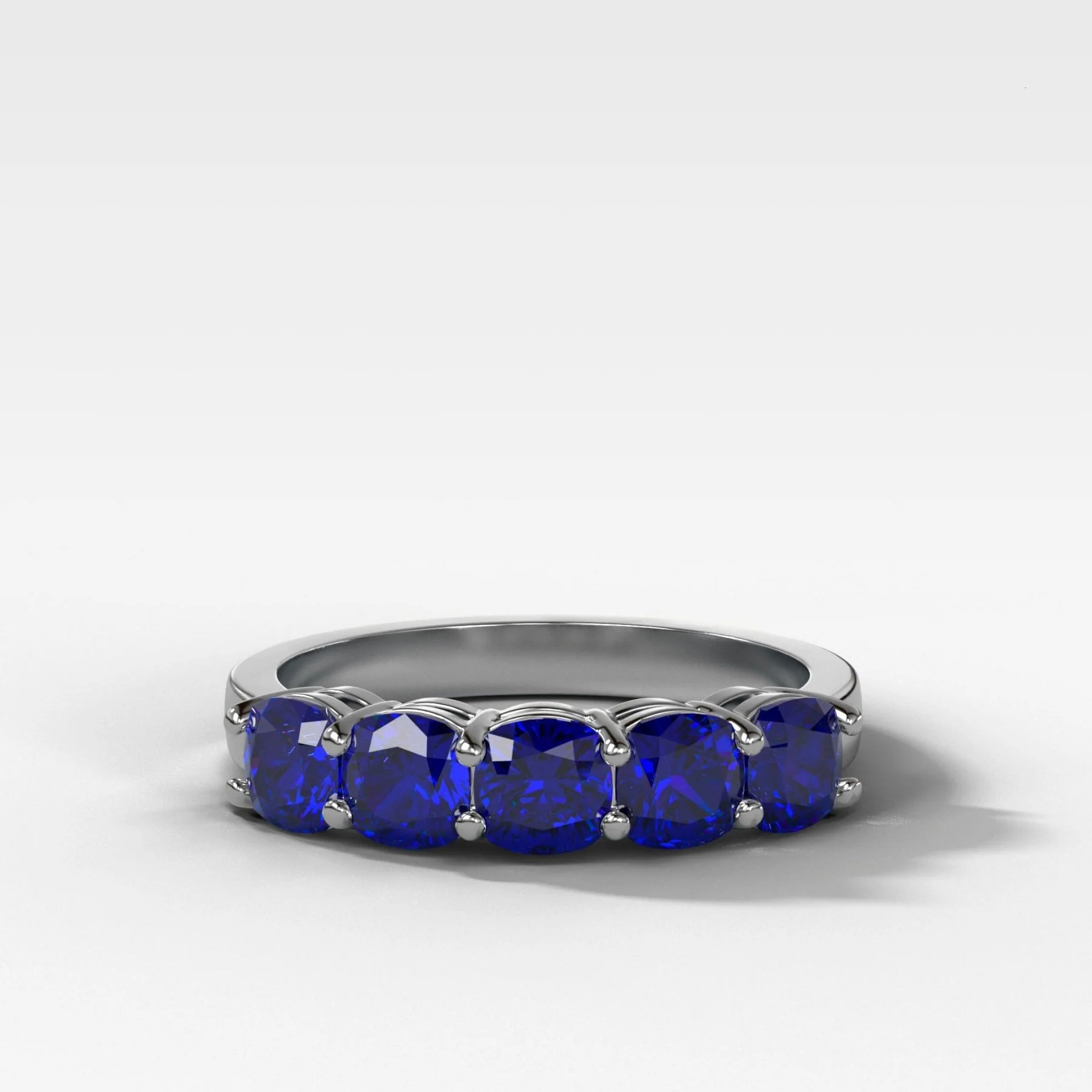 Five Stone Shared Prong Band With Blue Sapphire Gemstones (2.50ctw) - Image 3