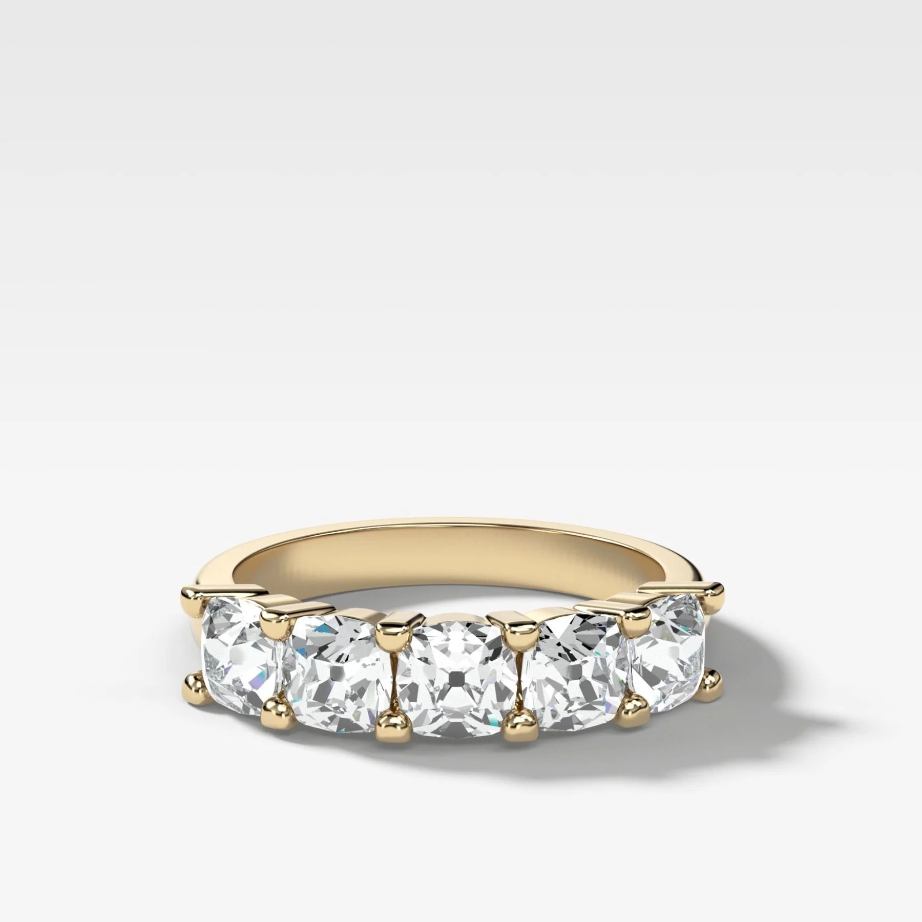 Five Stone Shared Prong Diamond Band With Old Mine Cuts (1.65ctw)