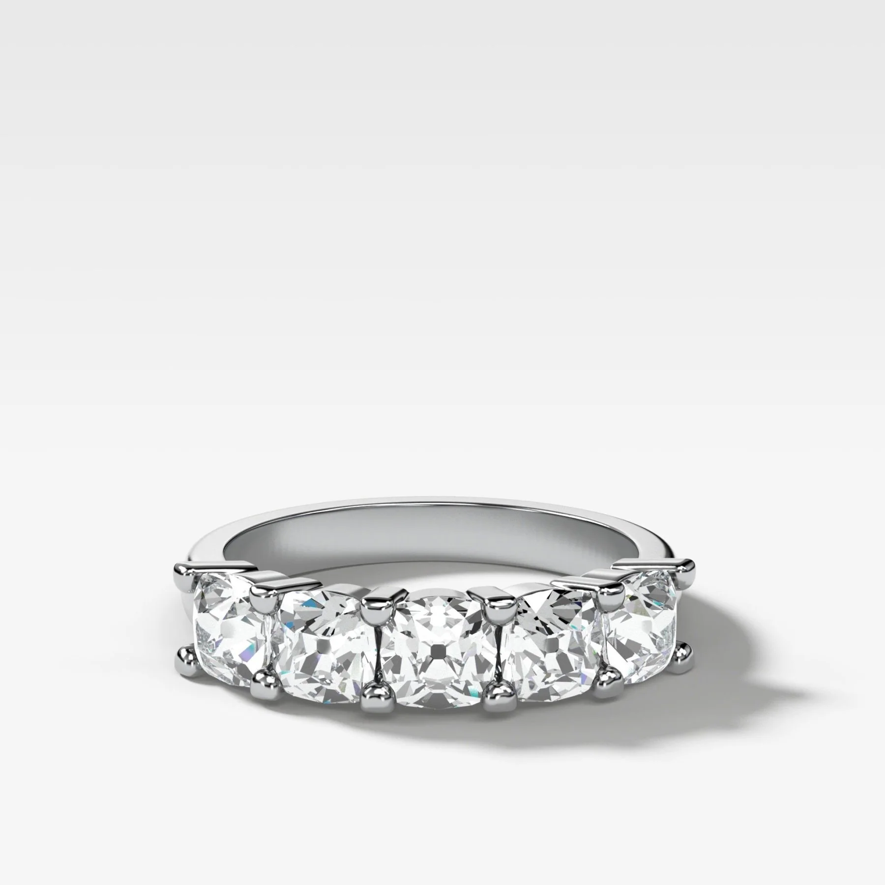 Five Stone Shared Prong Diamond Band With Old Mine Cuts (1.65ctw) - Image 2