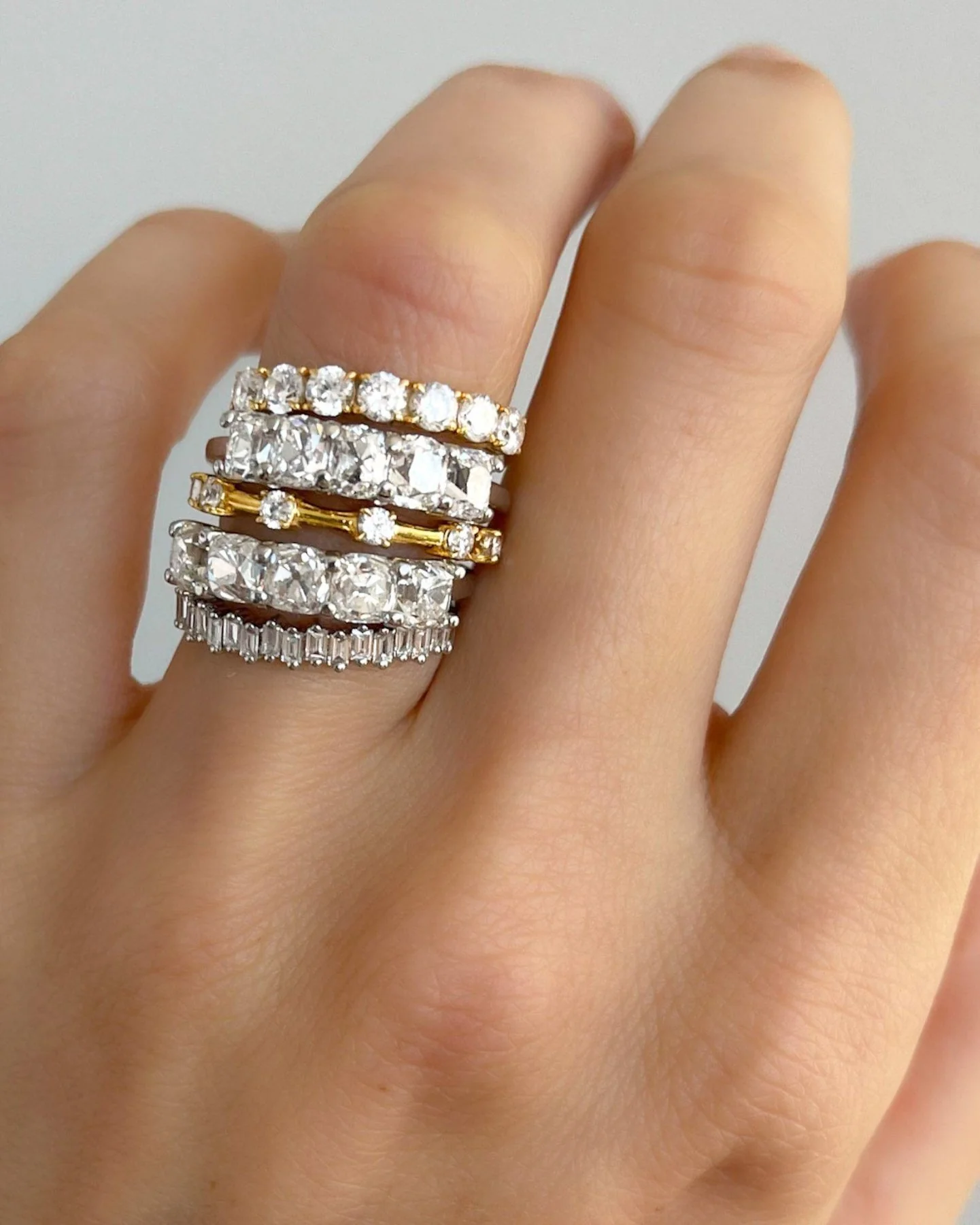 Five Stone Shared Prong Diamond Band With Old Mine Cuts (1.65ctw) - Image 8
