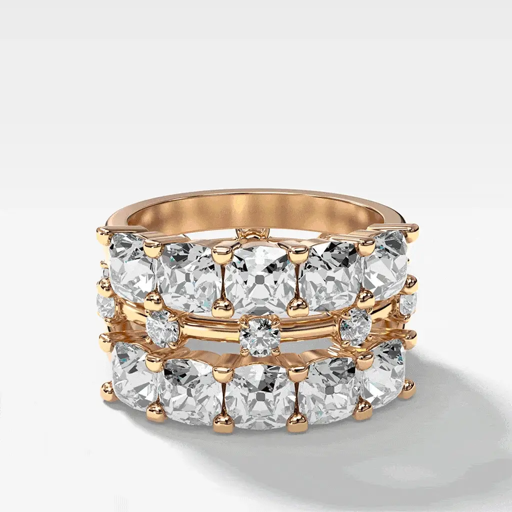 Five Stone Shared Prong Diamond Band With Old Mine Cuts (1.65ctw) - Image 9