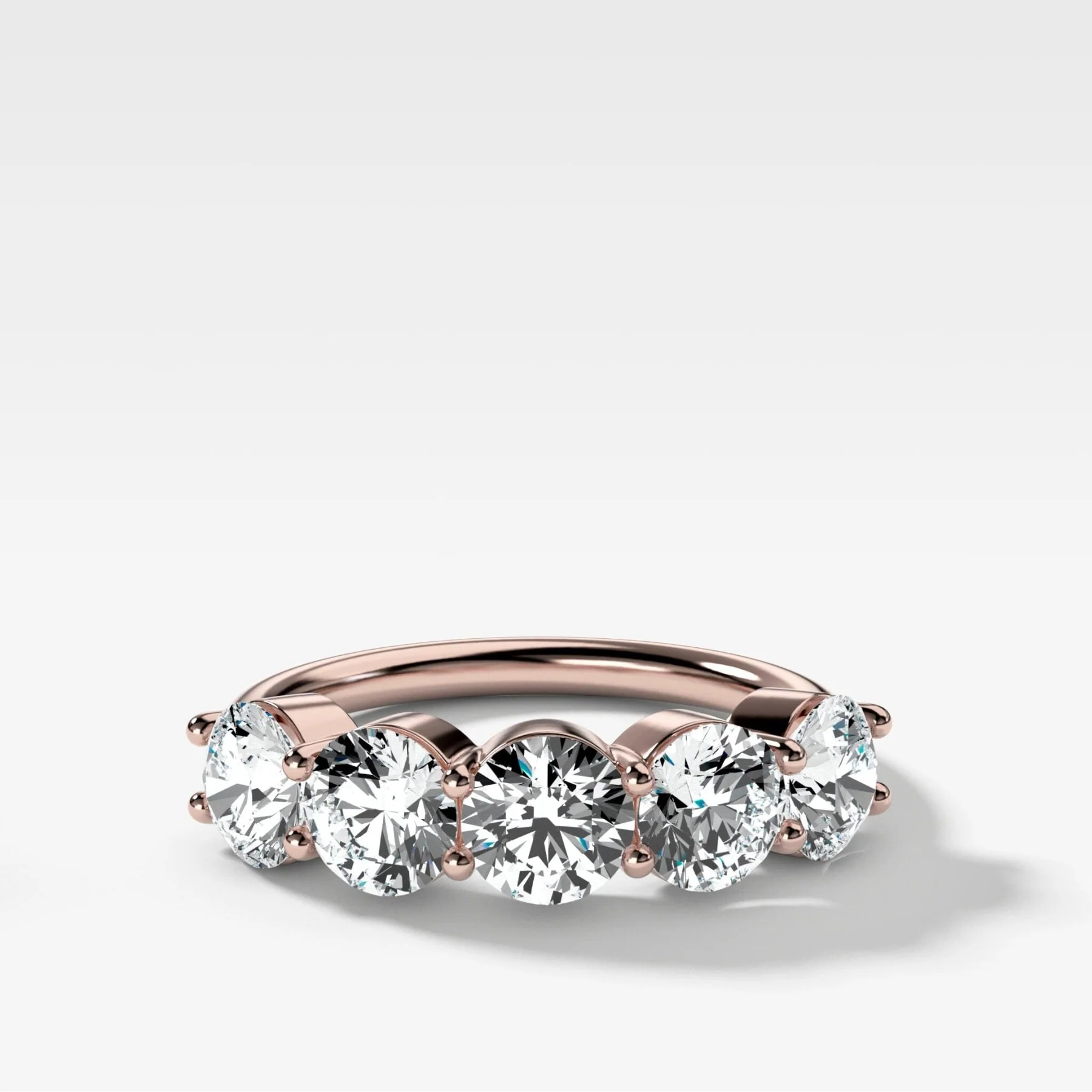 Five Stone Shared Prong Diamond Band With Round Cuts (2.50ctw) - Image 5
