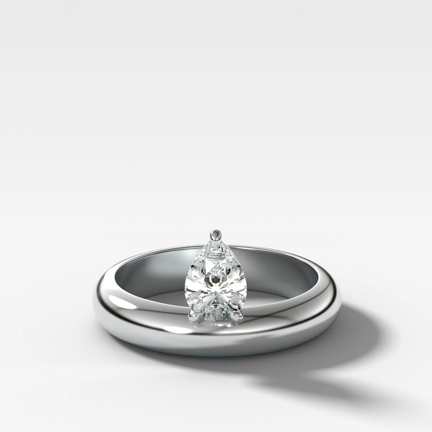 Floating Harper Wedding Band with a Pear - Image 2