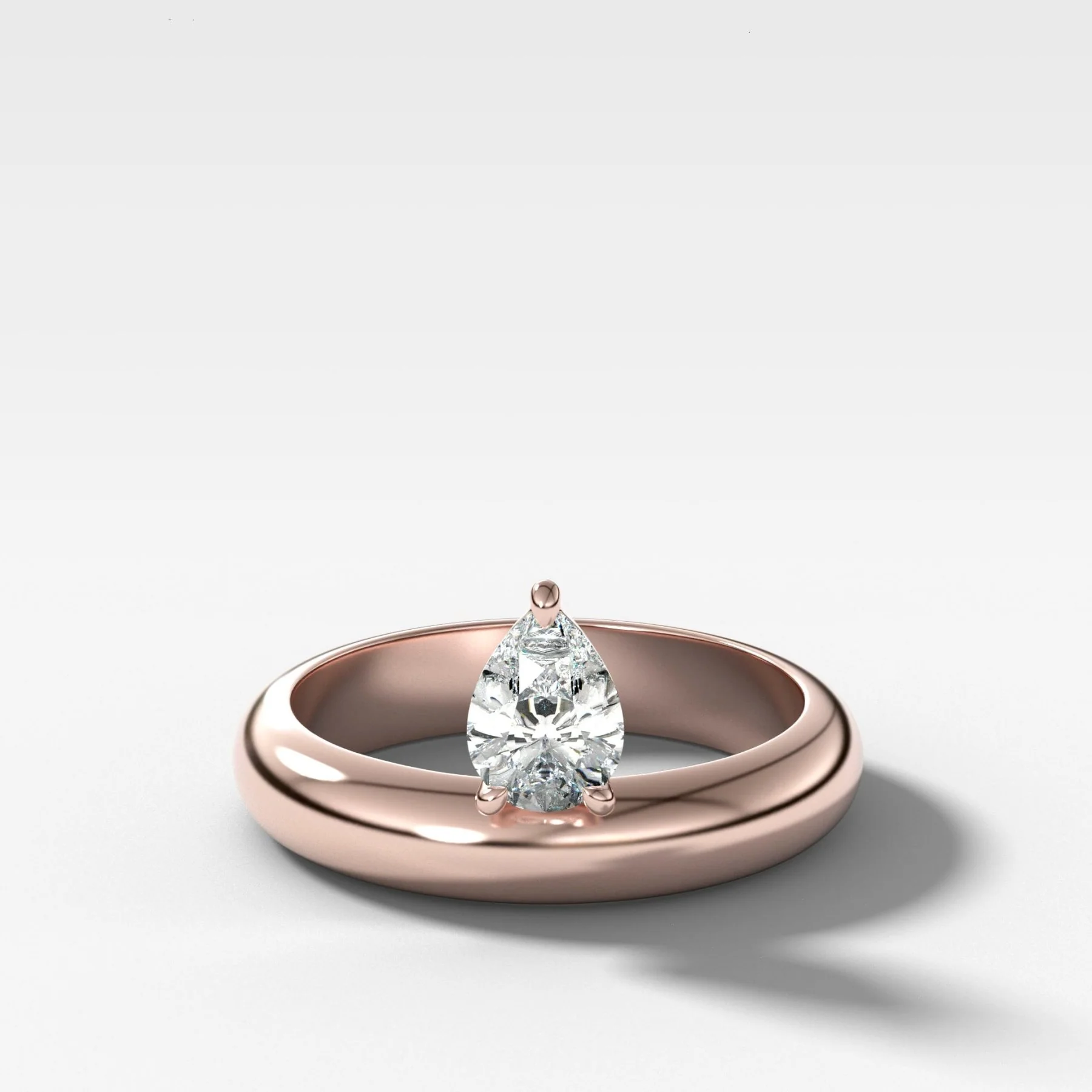 Floating Harper Wedding Band with a Pear - Image 3