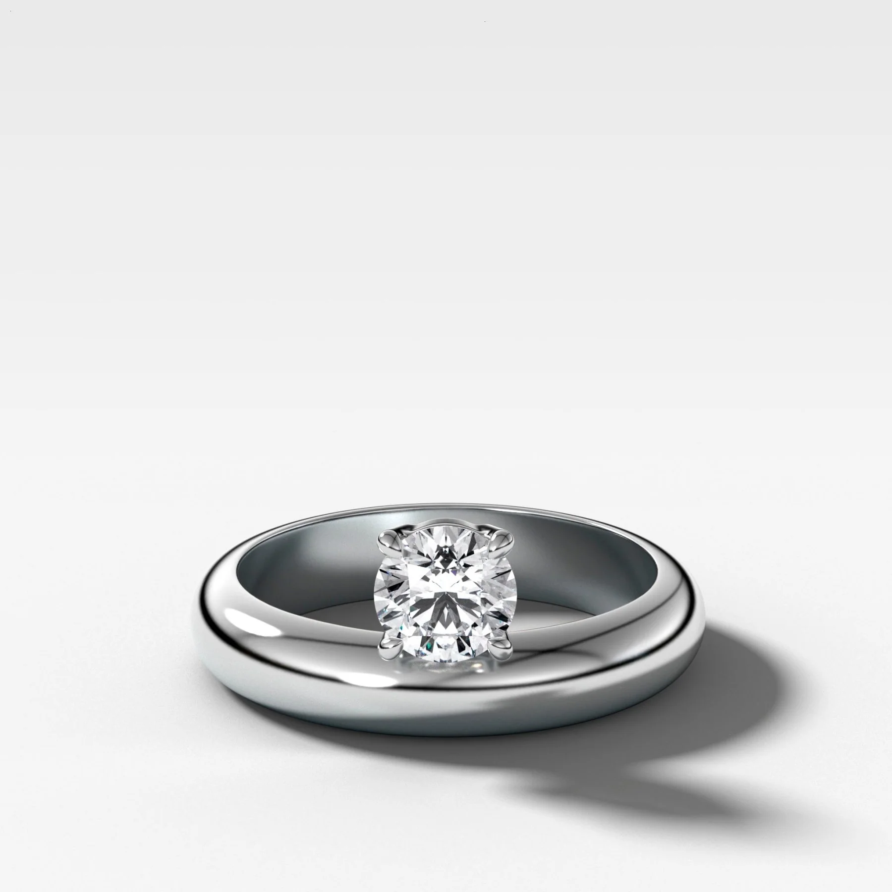 Floating Harper Wedding Band with a Round - Image 2