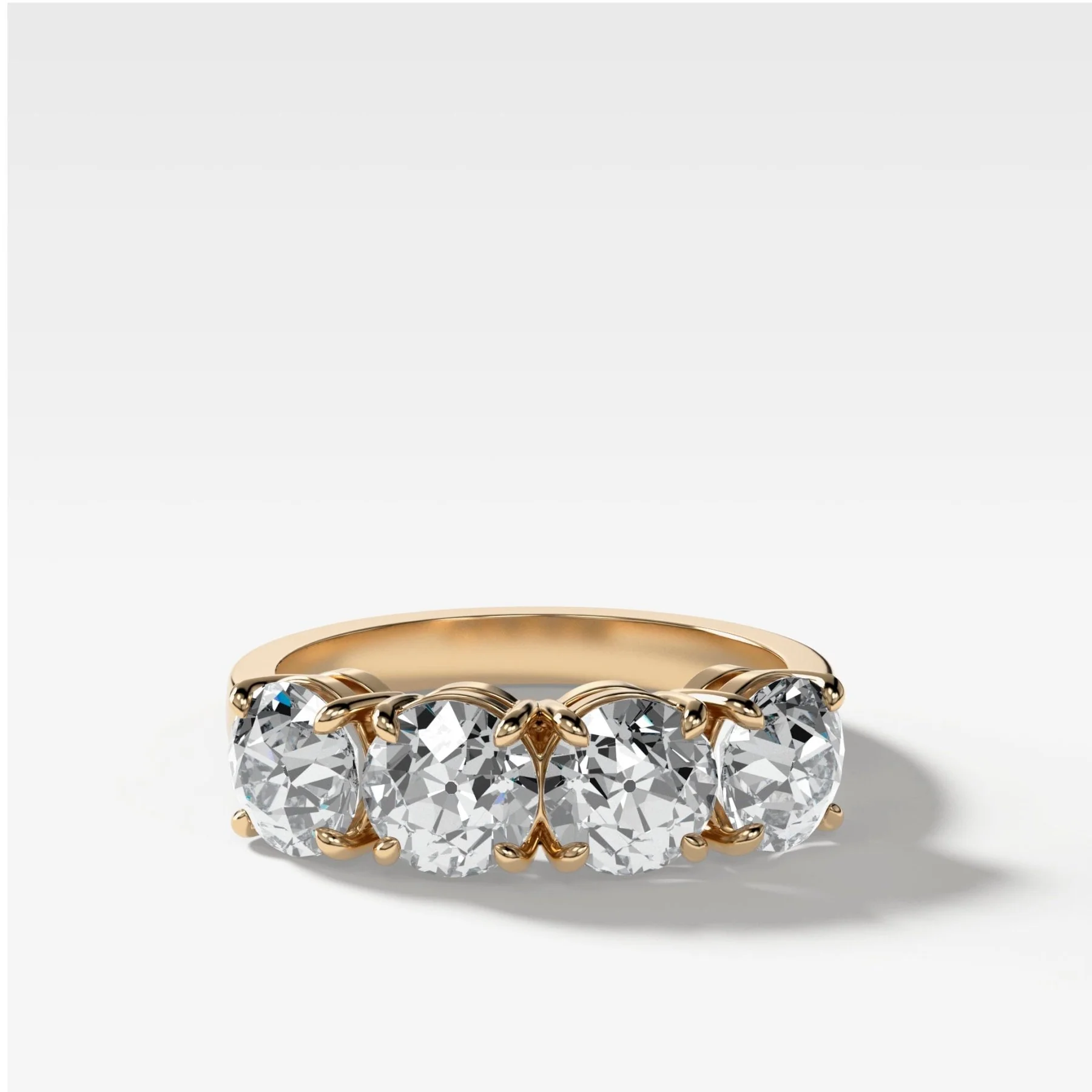 Four Stone Diamond Wedding Band With Old Euro Cuts