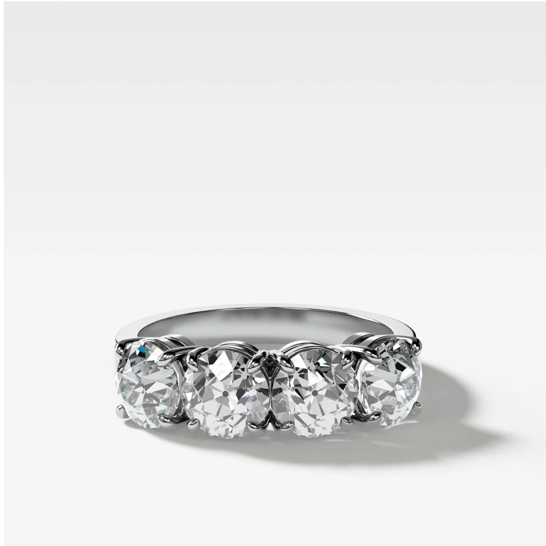 Four Stone Diamond Wedding Band With Old Euro Cuts - Image 2