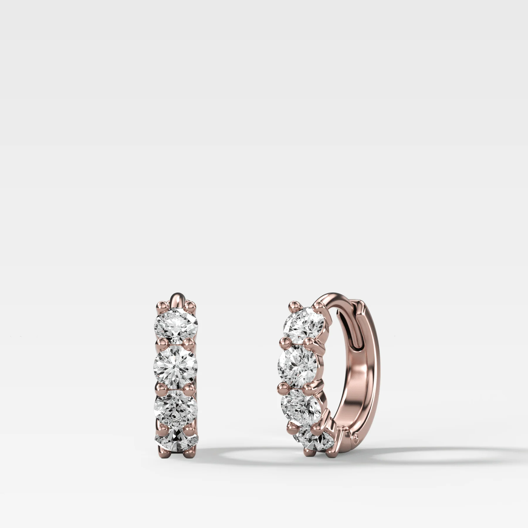 Four Stone Huggie Hoop Earrings - Image 3