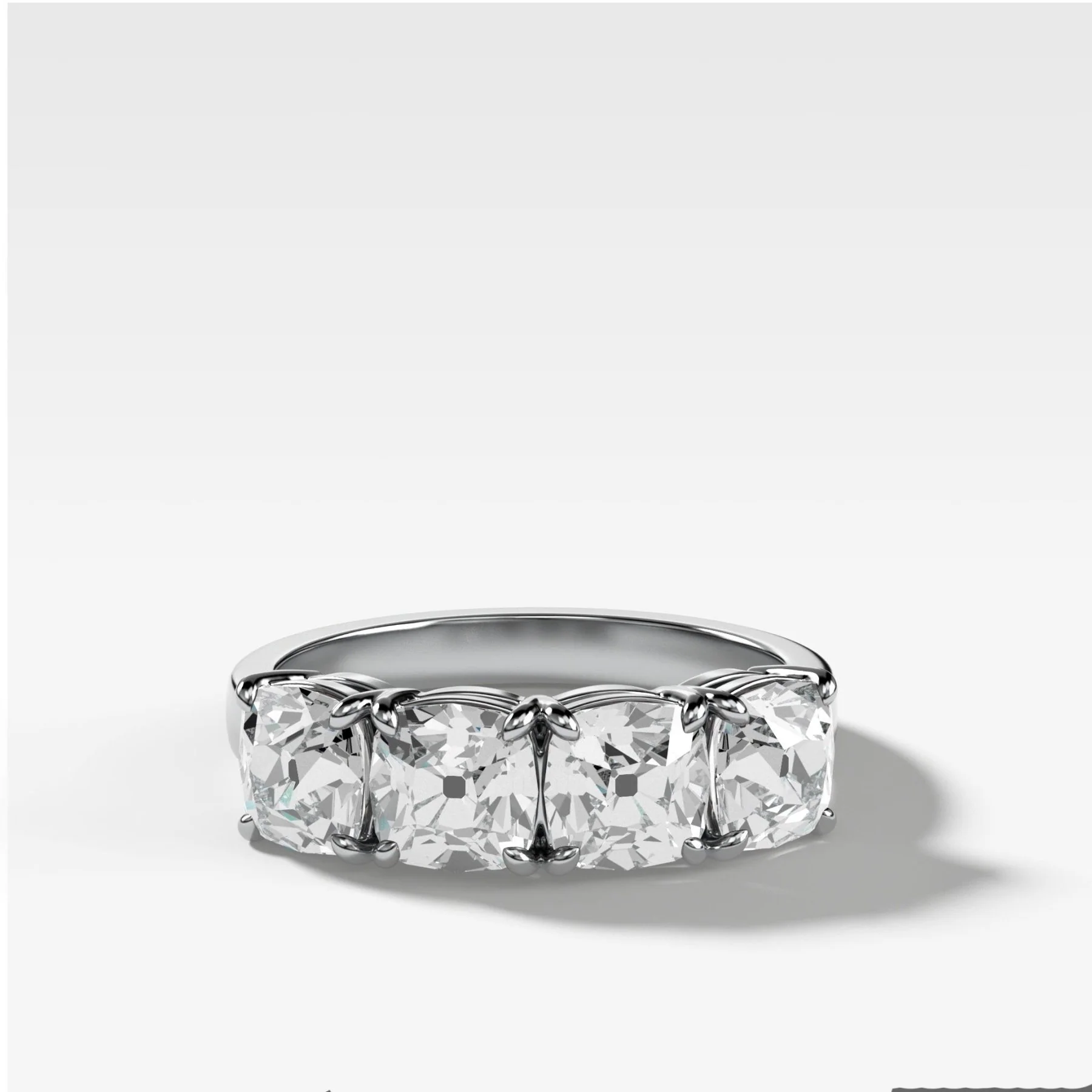 Four Stone Diamond Wedding Band With Old Mine Cuts - Image 2