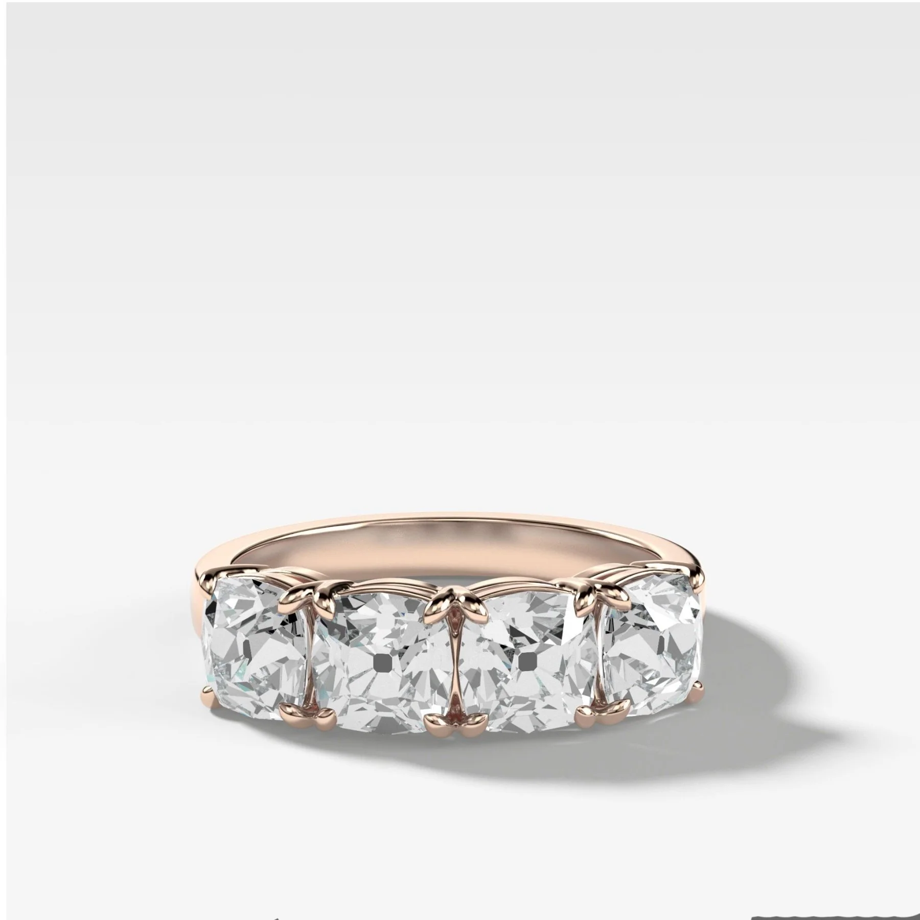Four Stone Diamond Wedding Band With Old Mine Cuts - Image 3