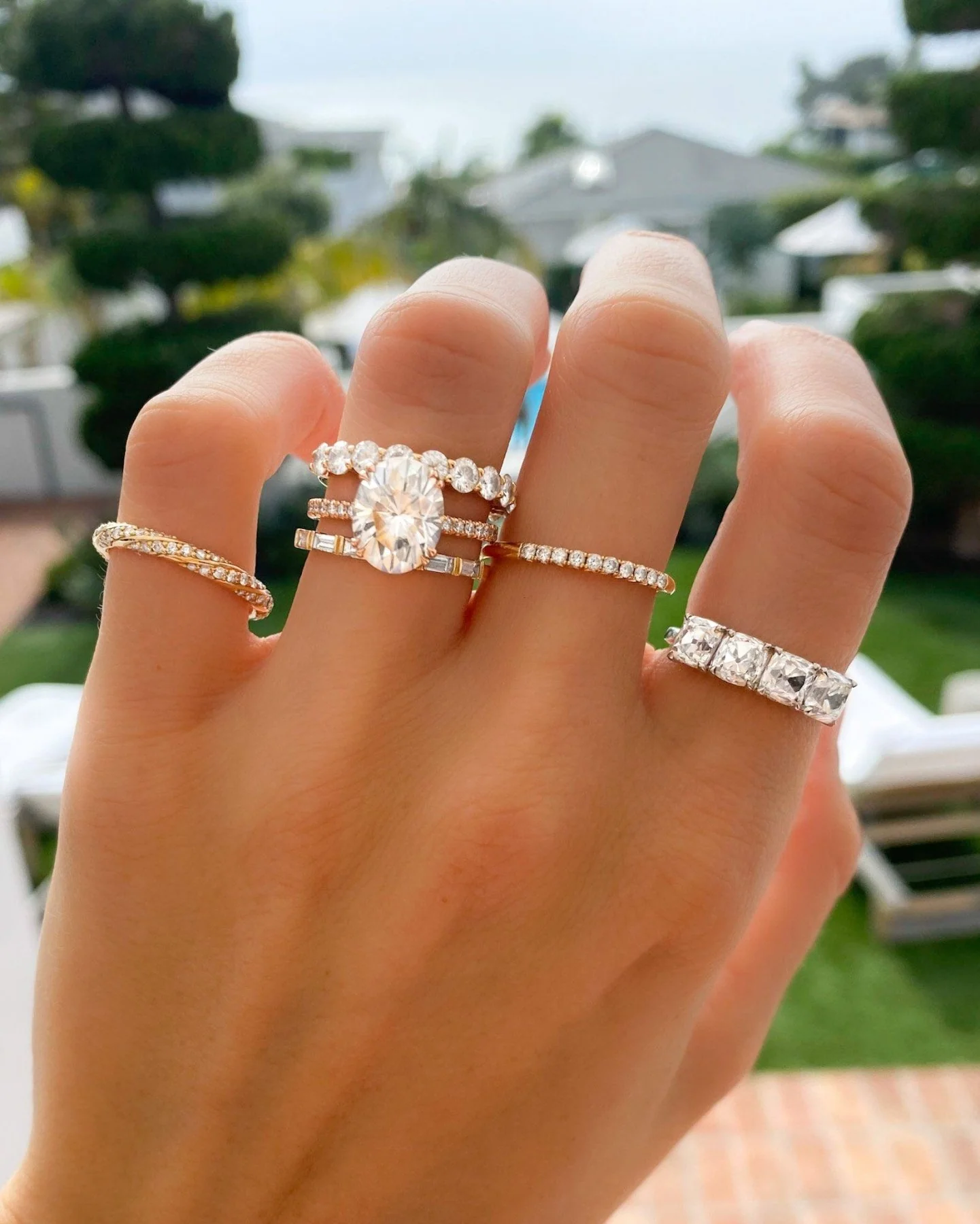 Four Stone Diamond Wedding Band With Old Mine Cuts - Image 5