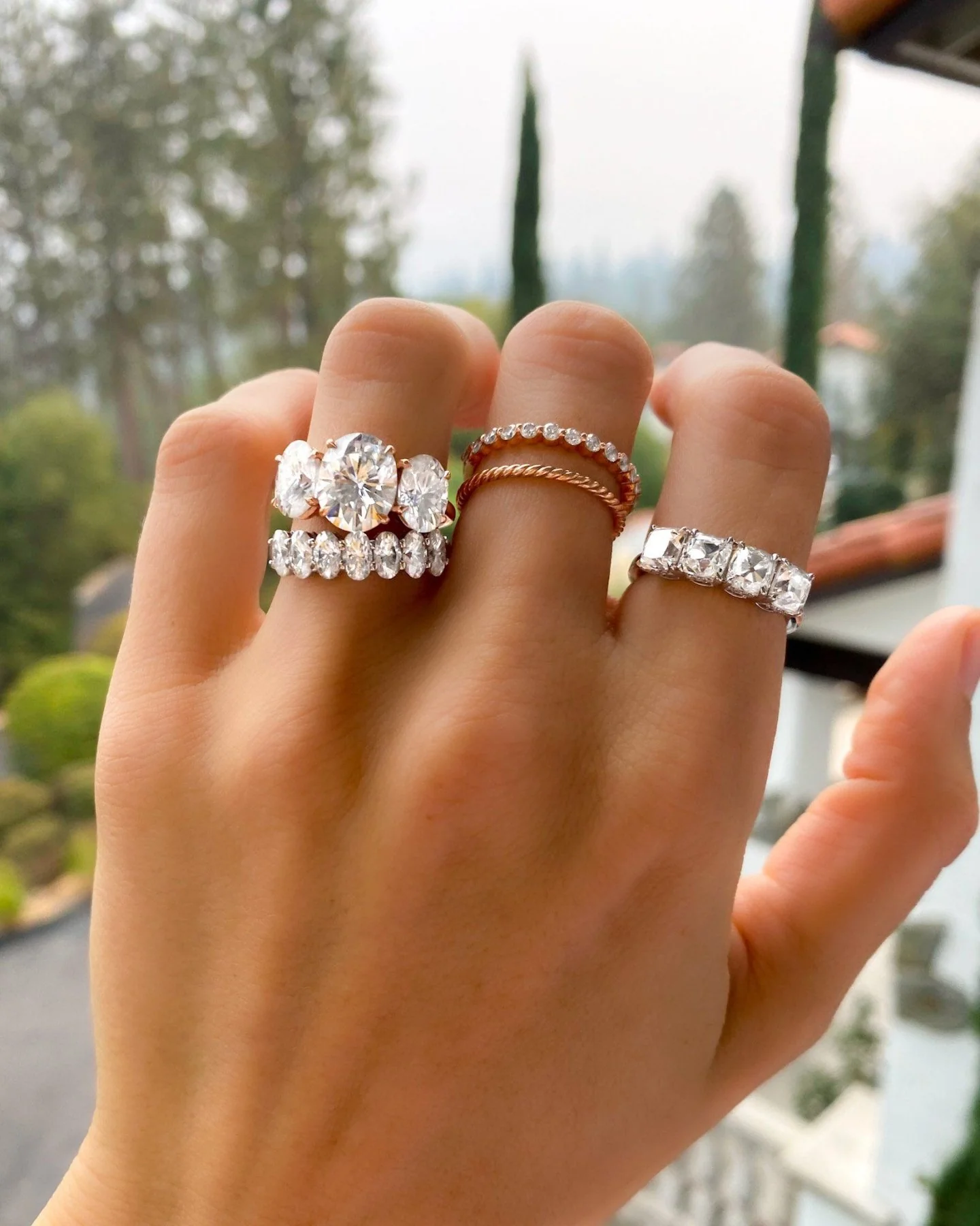 Four Stone Diamond Wedding Band With Old Mine Cuts - Image 6