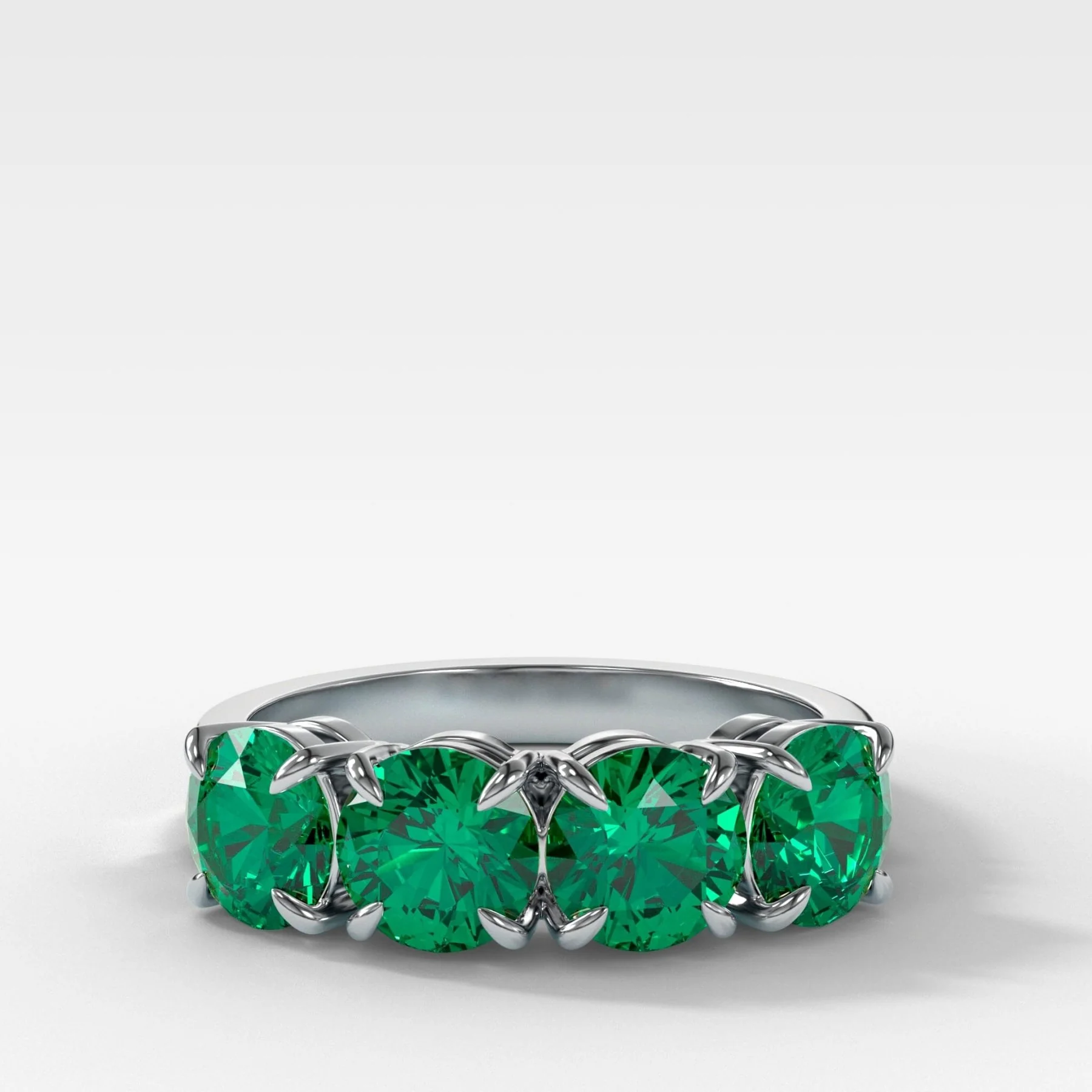 Four Stone Wedding Band With Green Emeralds - Image 2