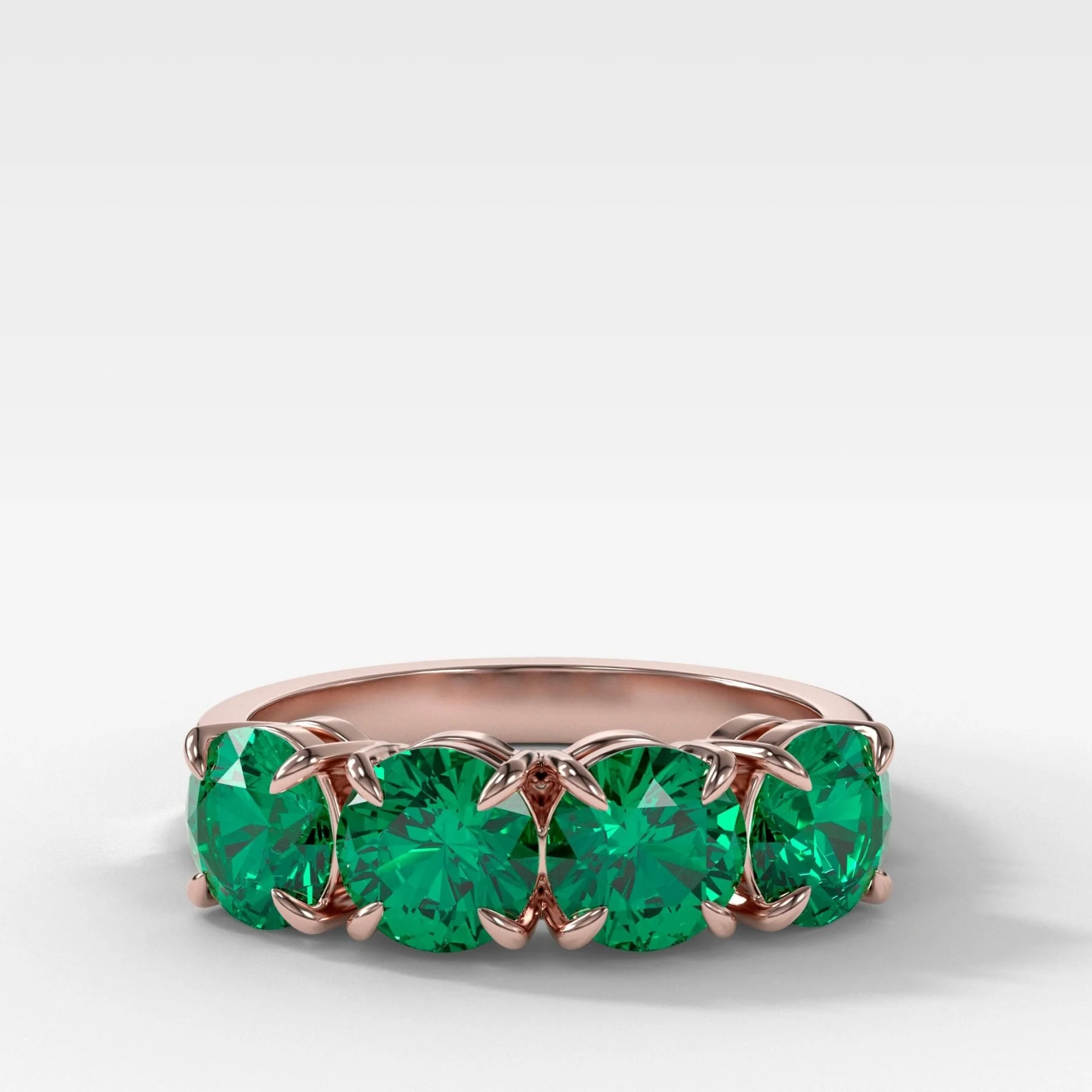 Four Stone Wedding Band With Green Emeralds - Image 3