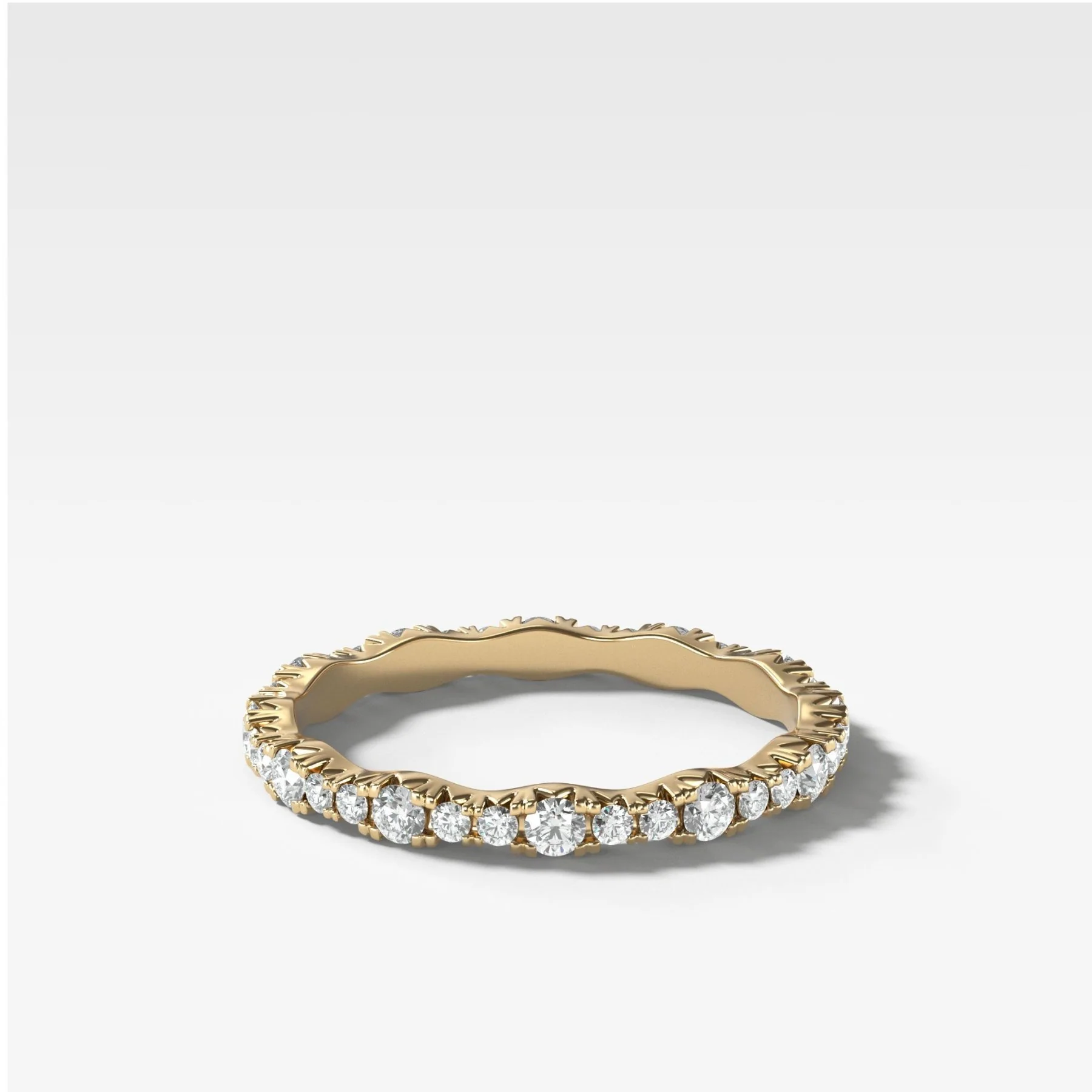 French Pavé Ripple Eternity Band