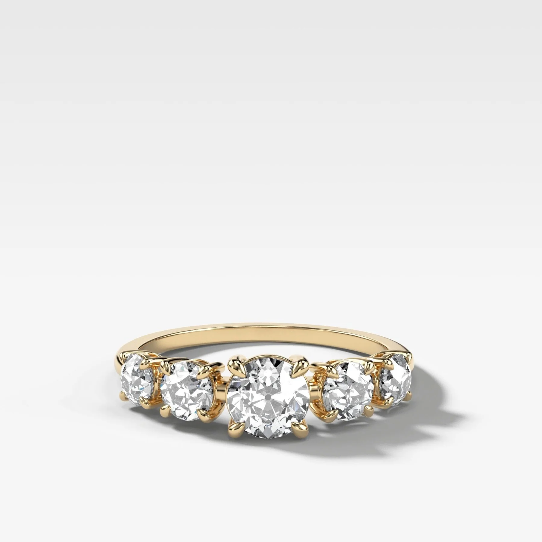 Graduated Five Stone Wedding Band with Old Euro Cut Diamonds