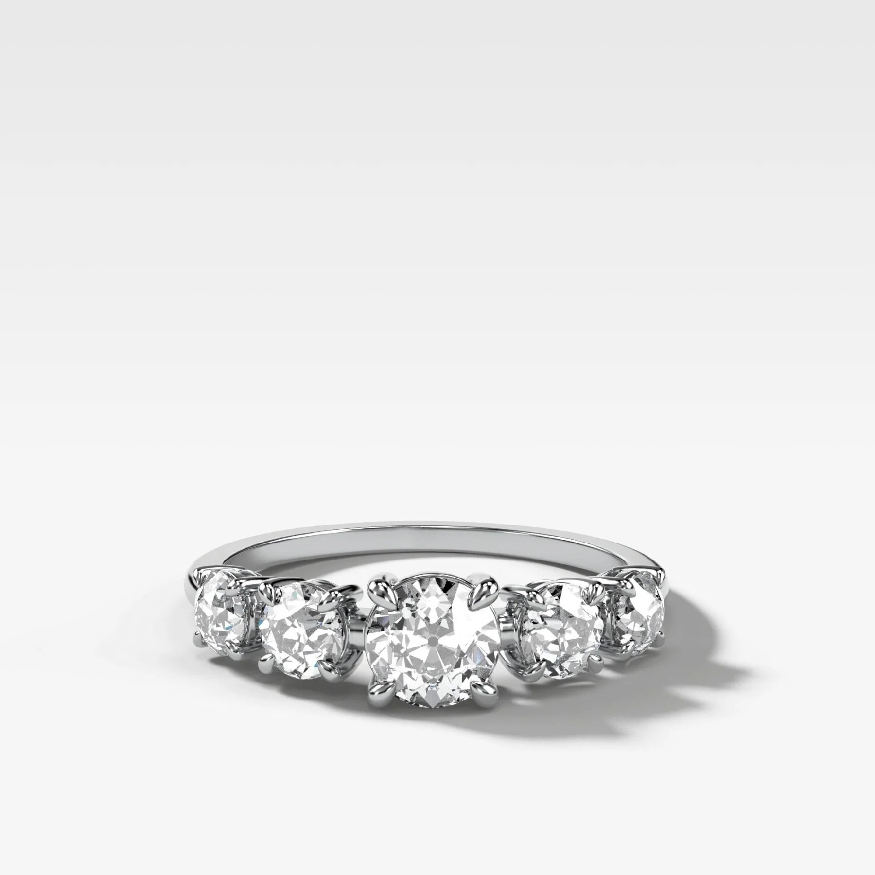 Graduated Five Stone Wedding Band with Old Euro Cut Diamonds - Image 2
