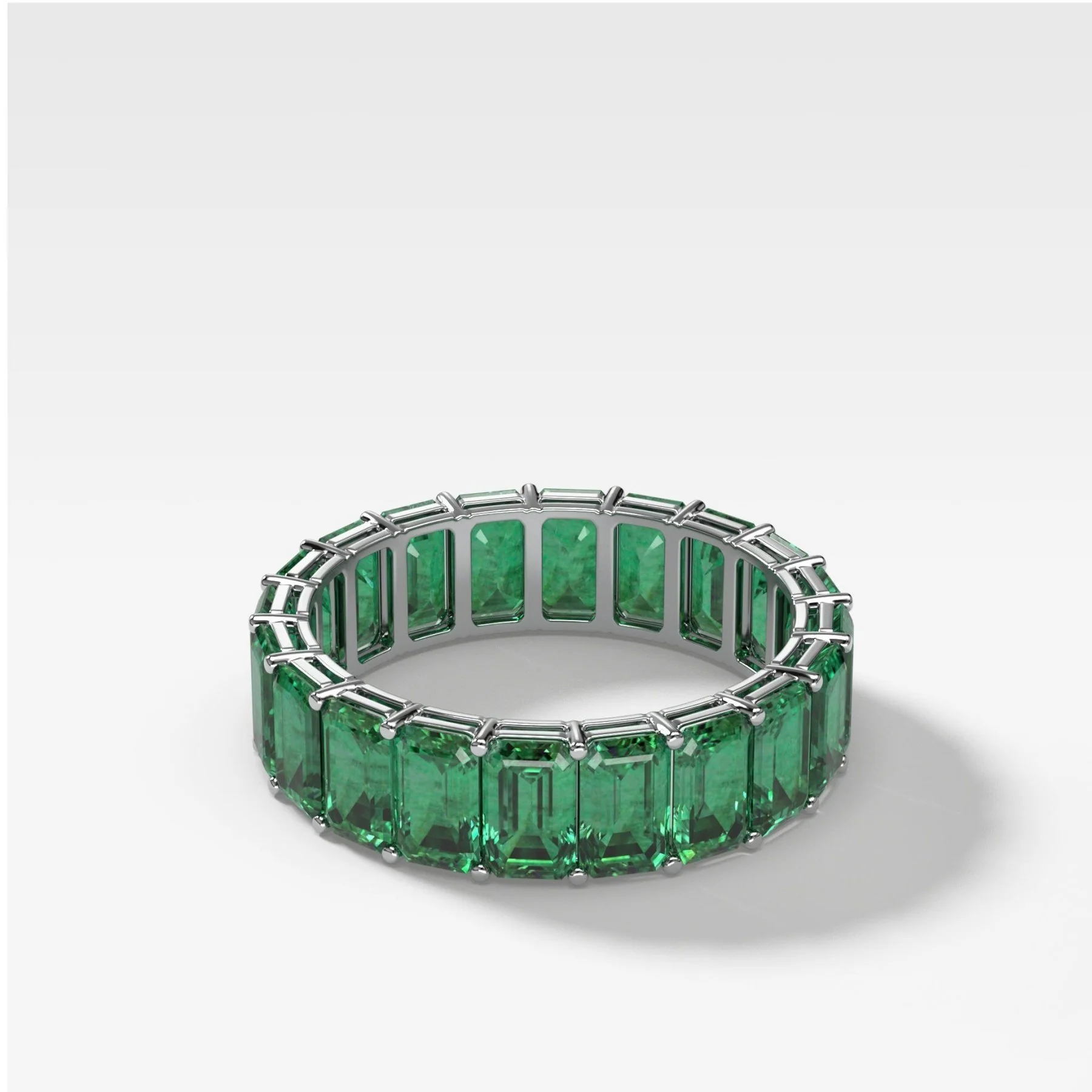 Green Emerald Emerald Cut Eternity Band - Image 3