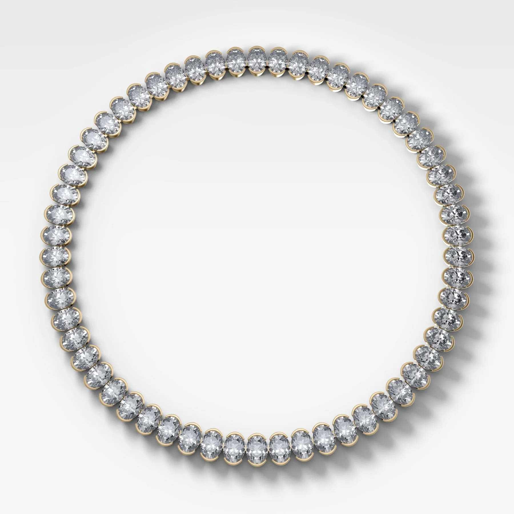 Half Bezel North South Oval Diamond Choker Necklace - Image 2
