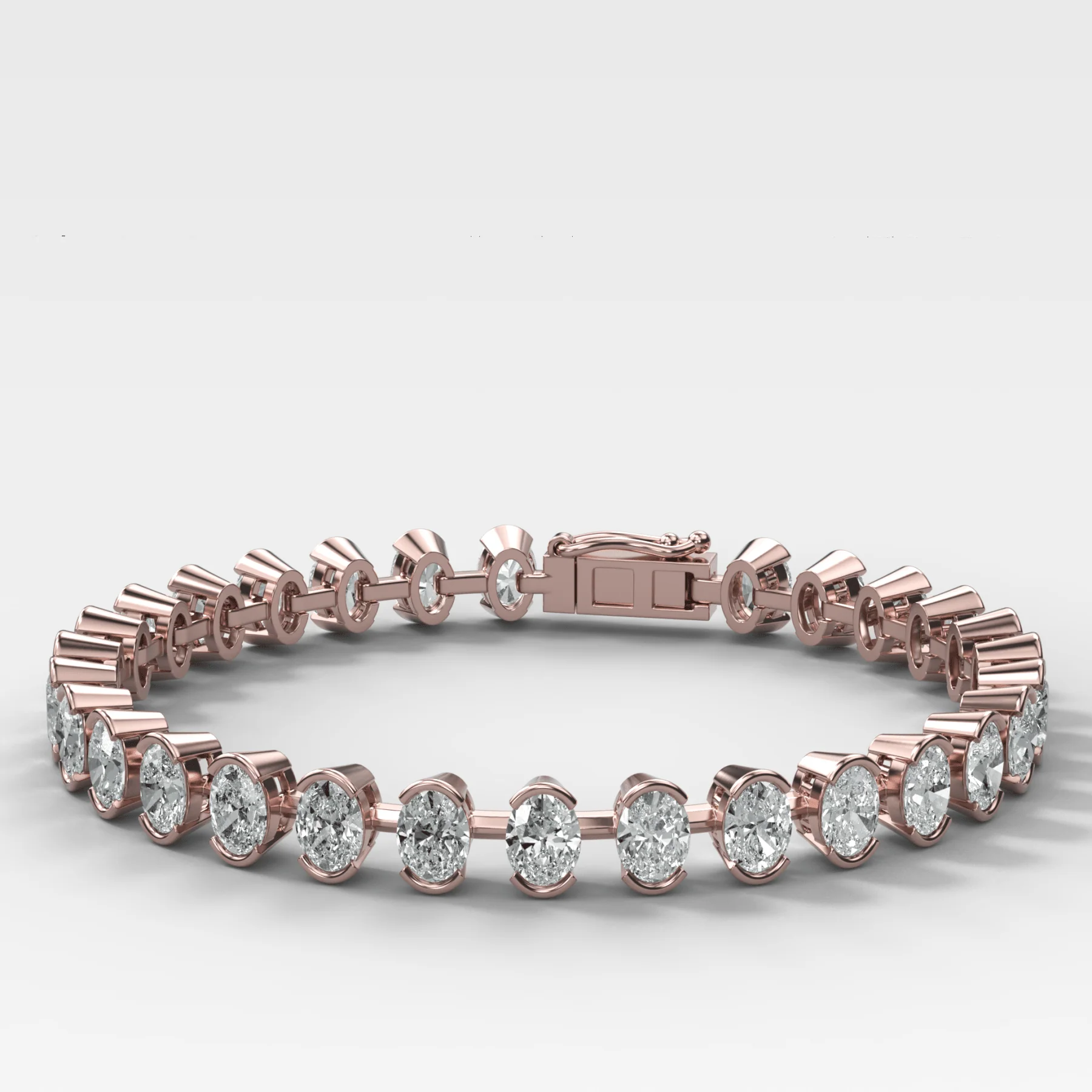 Half Bezel Oval Spaced Diamond Bracelet (5.5 carat) - Image 3