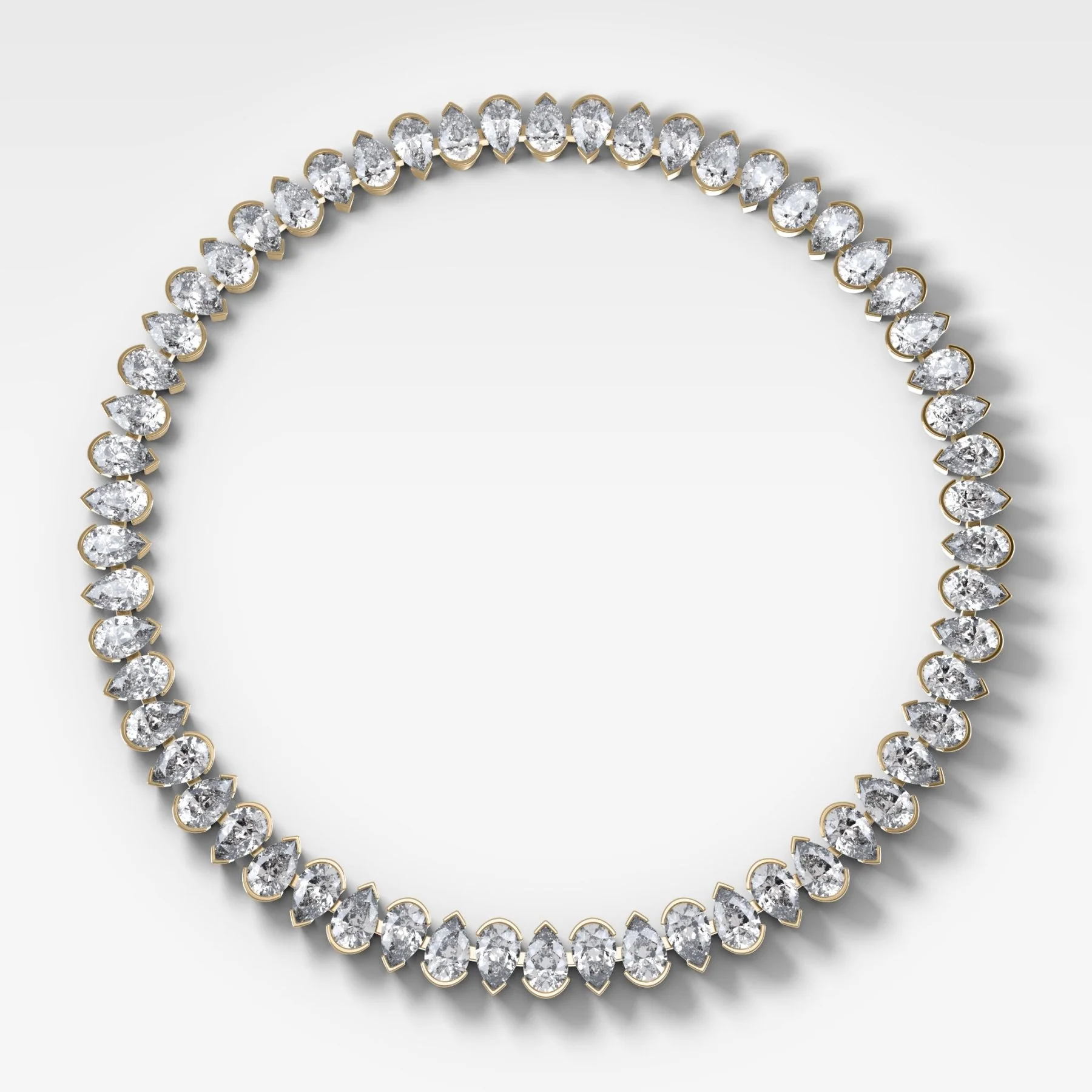 Half Bezel Pear Diamond Choker Necklace - Image 2