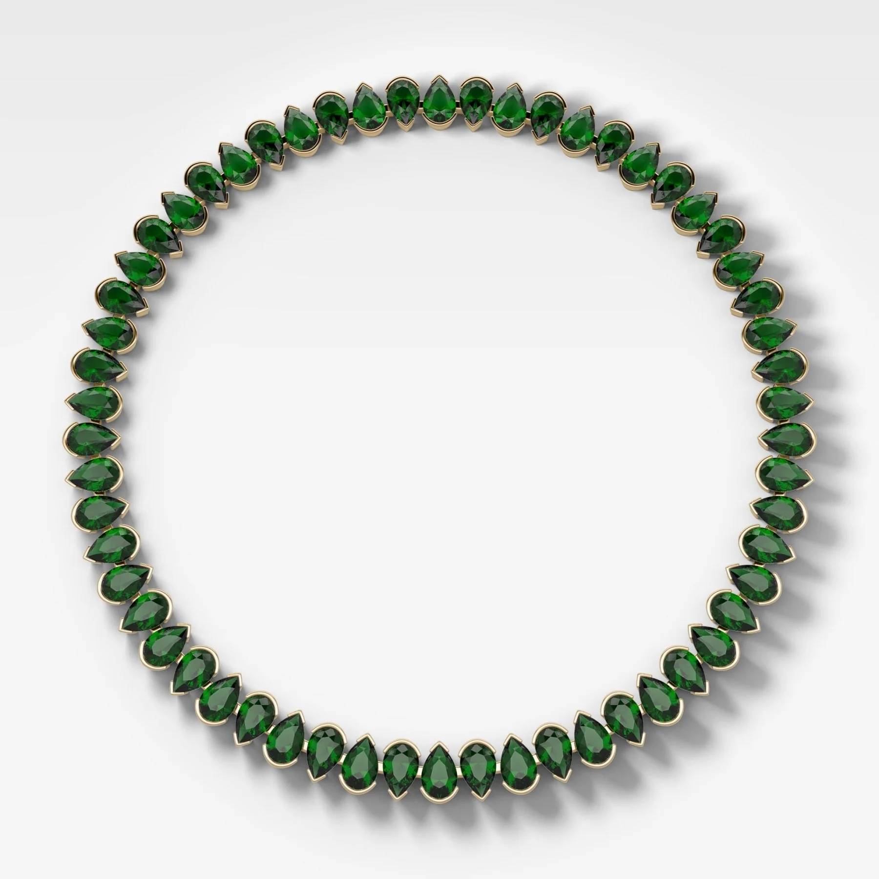 Half Bezel Pear Emerald Diamond Choker Necklace - Image 2