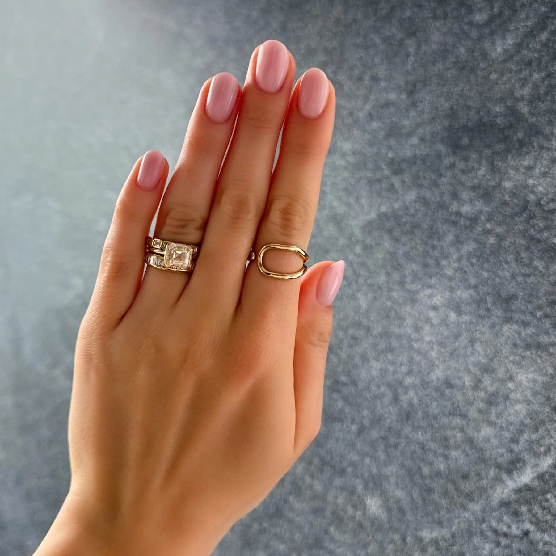 Half Bezel Solitaire Engagement Ring With Asscher Cut Diamond - Image 8