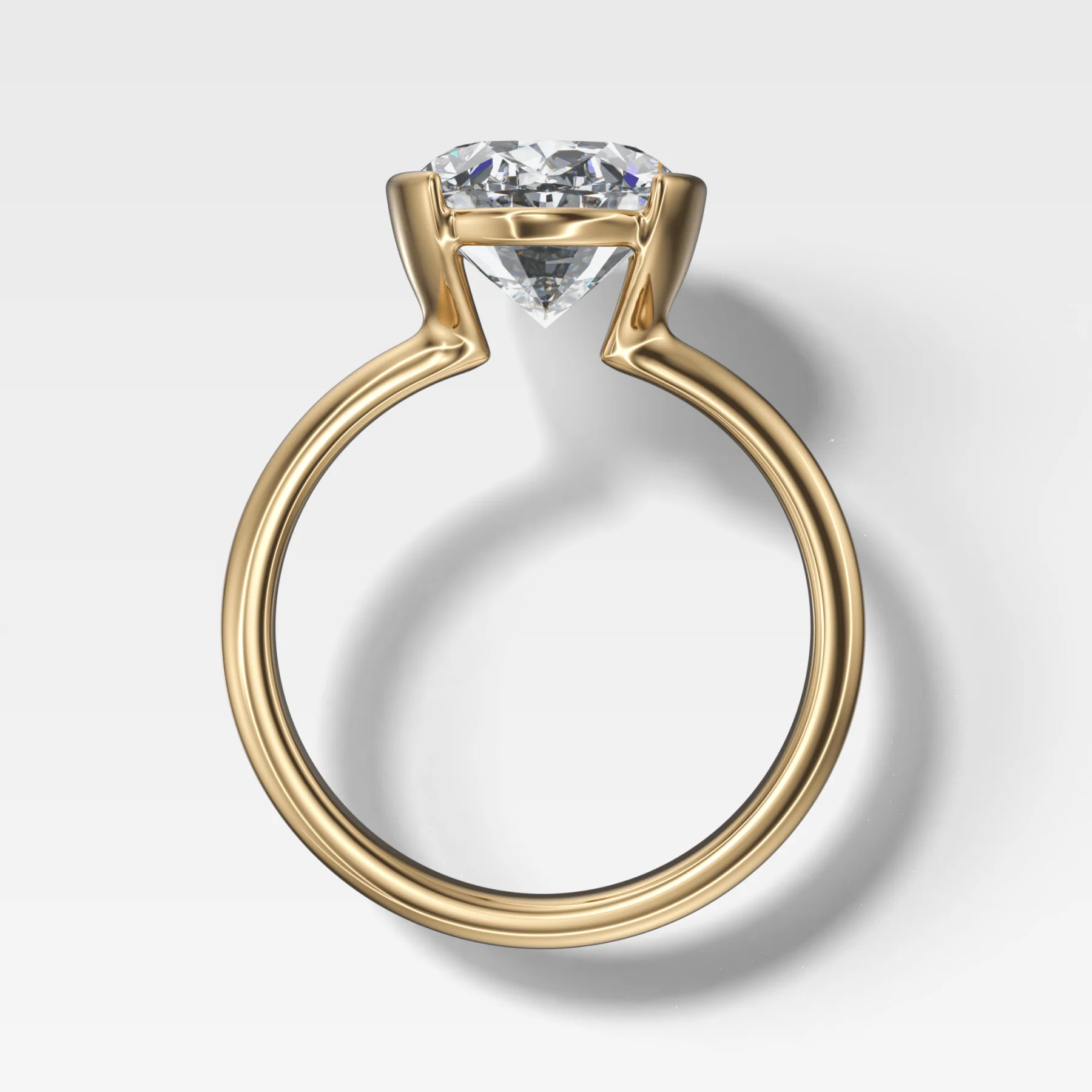 Half Bezel Solitaire Engagement Ring With Oval Cut Diamond - Image 2