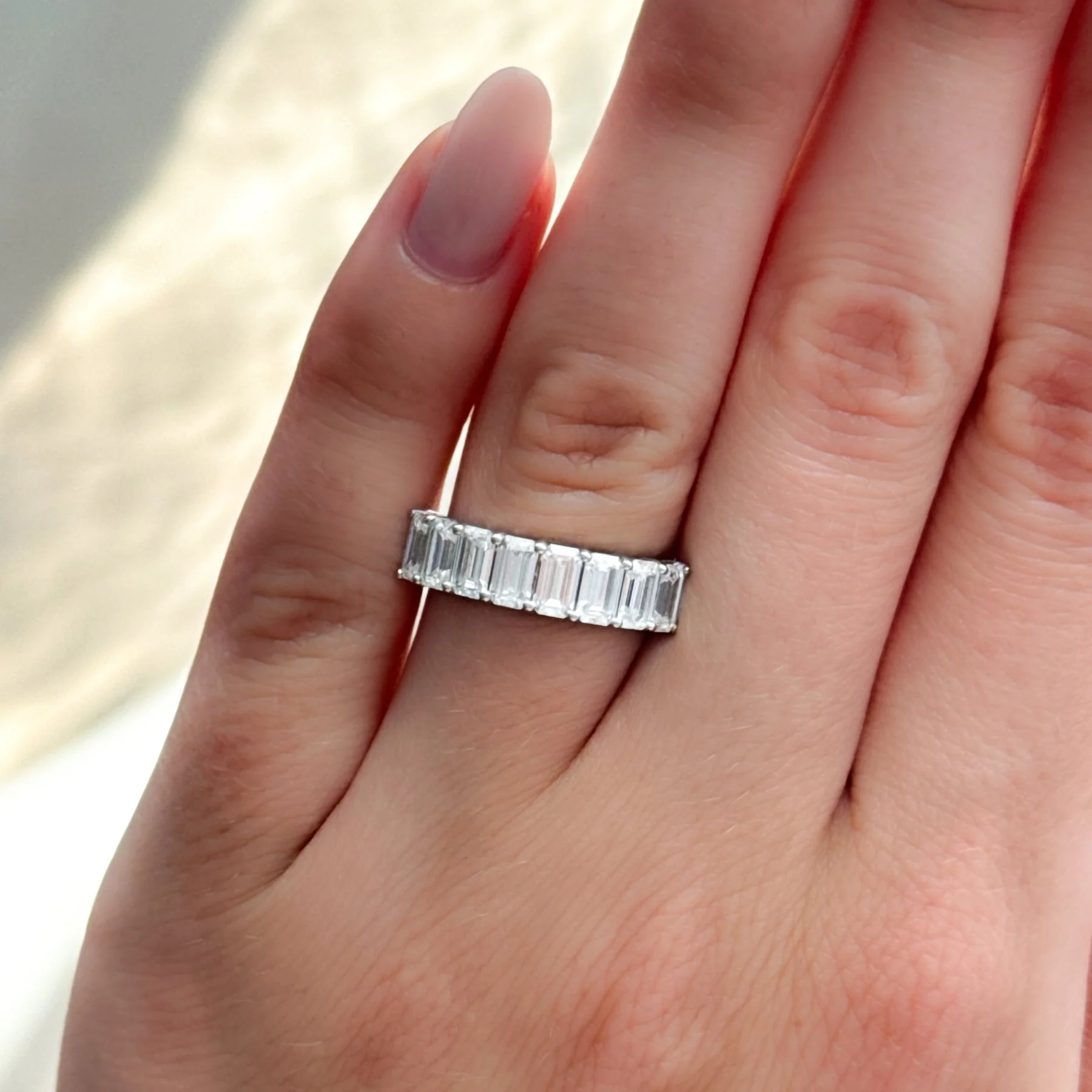 Emerald Cut Constellation Halfway Wedding Band - Image 2
