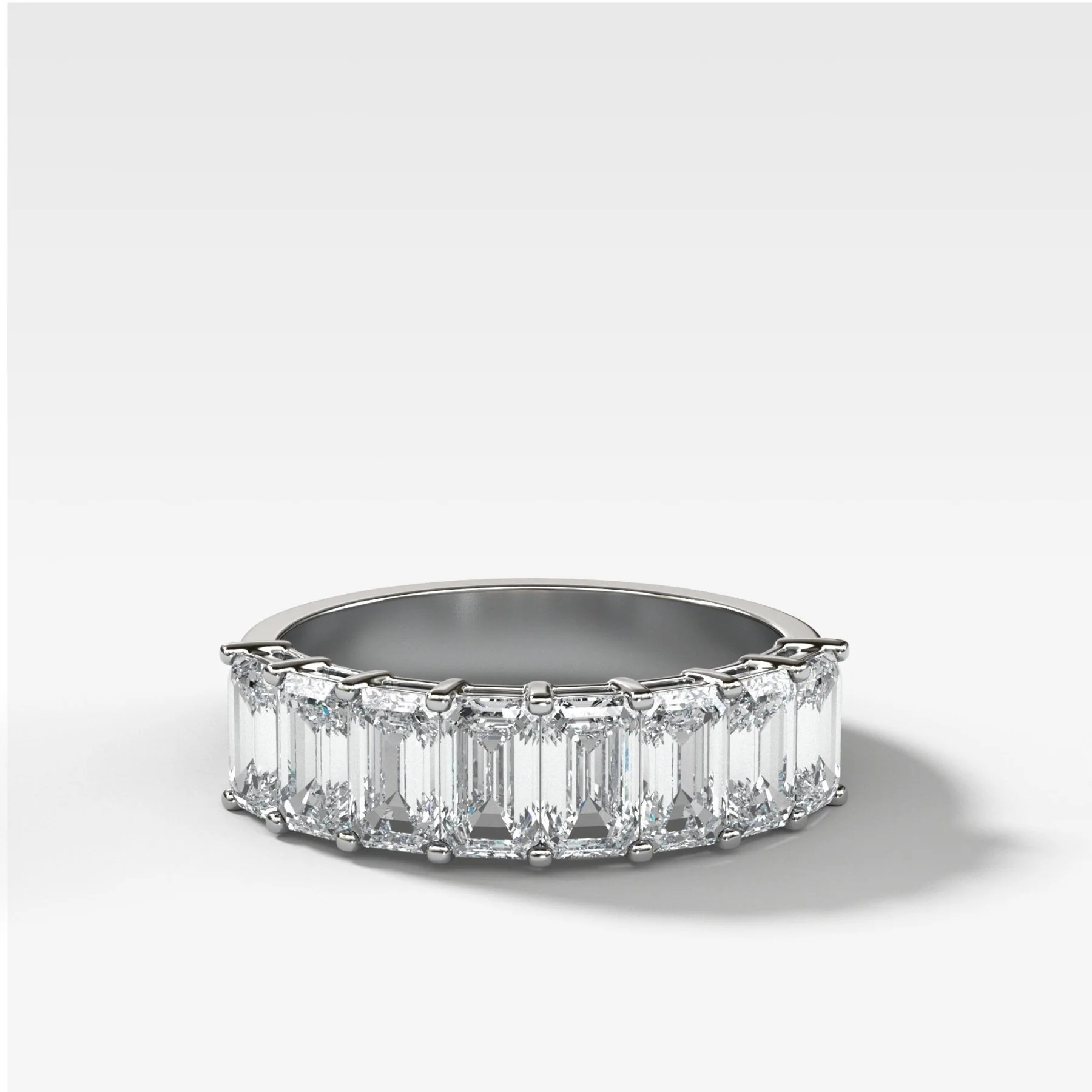 Emerald Cut Constellation Halfway Wedding Band - Image 4