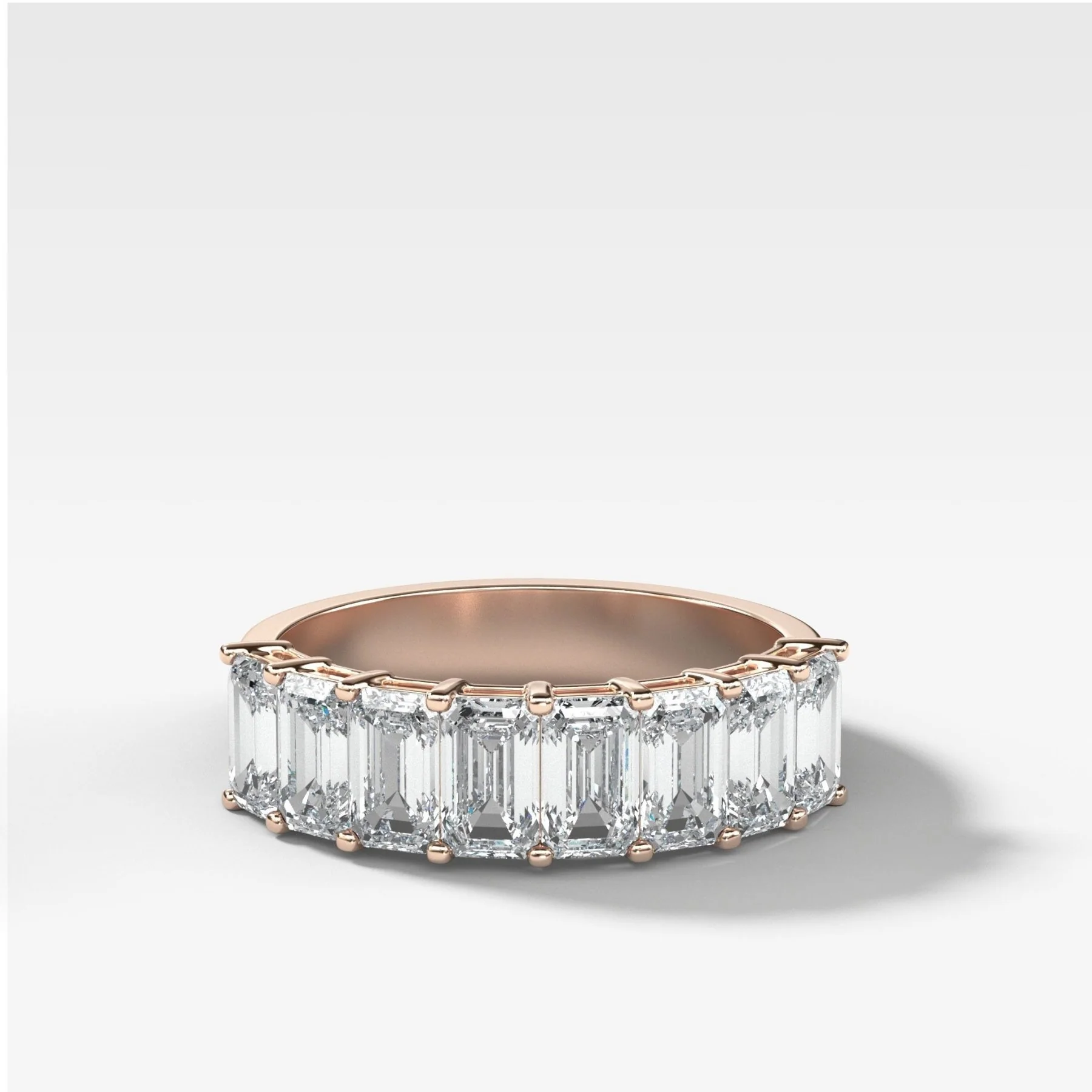 Emerald Cut Constellation Halfway Wedding Band - Image 5