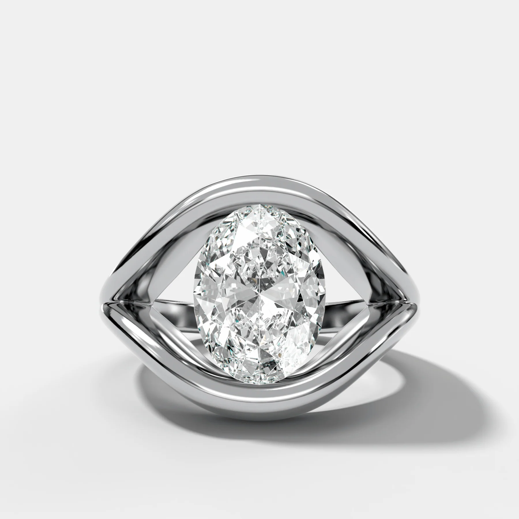 Iris Engagement Ring With a North South Oval Cut Diamond - Image 3
