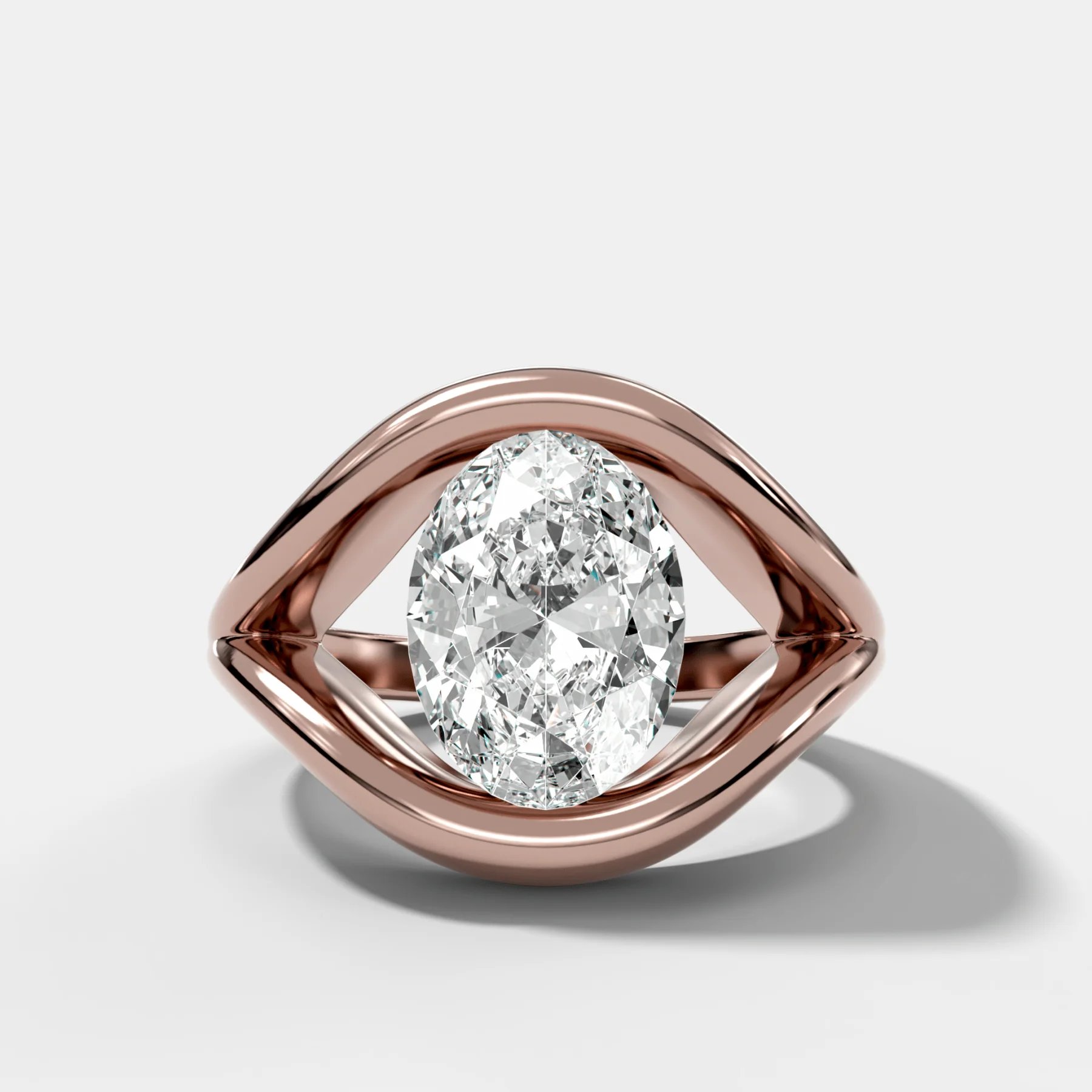 Iris Engagement Ring With a North South Oval Cut Diamond - Image 4